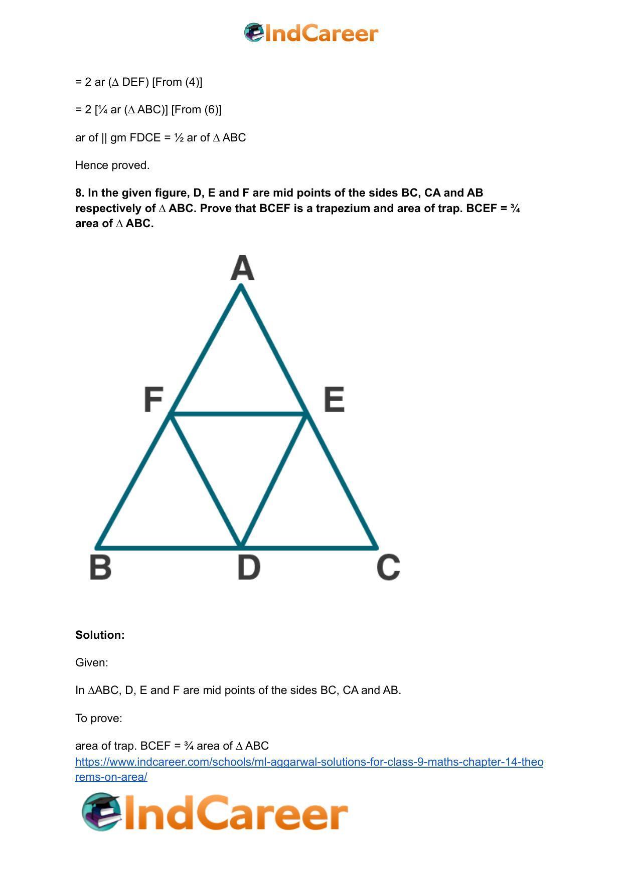 ML Aggarwal Solutions for Class 9 Maths Chapter 14- Theorems on Area - Page 15