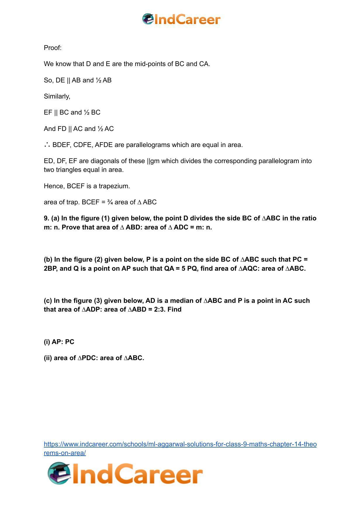ML Aggarwal Solutions for Class 9 Maths Chapter 14- Theorems on Area - Page 16