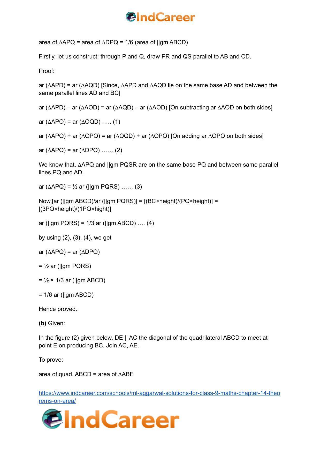 ML Aggarwal Solutions for Class 9 Maths Chapter 14- Theorems on Area - Page 25