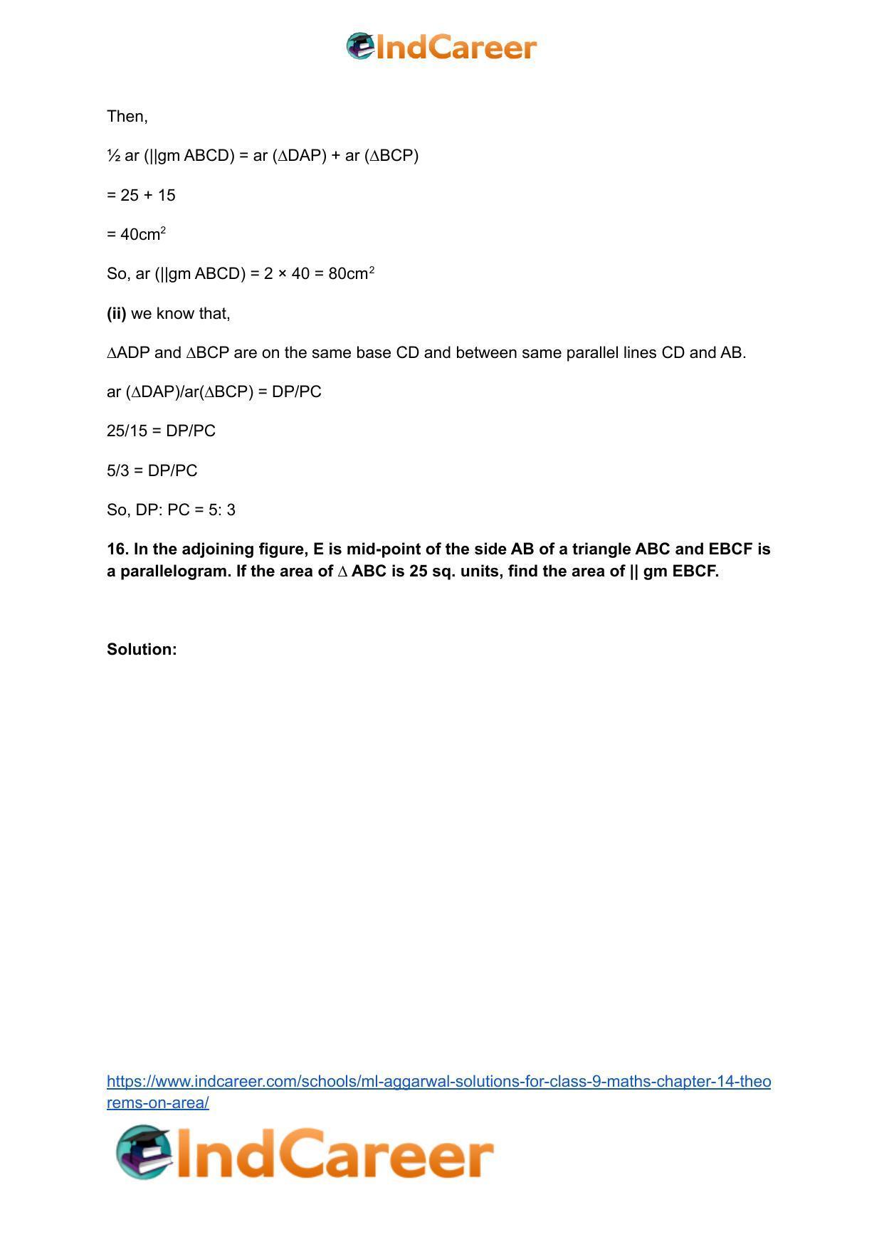 ML Aggarwal Solutions for Class 9 Maths Chapter 14- Theorems on Area - Page 39