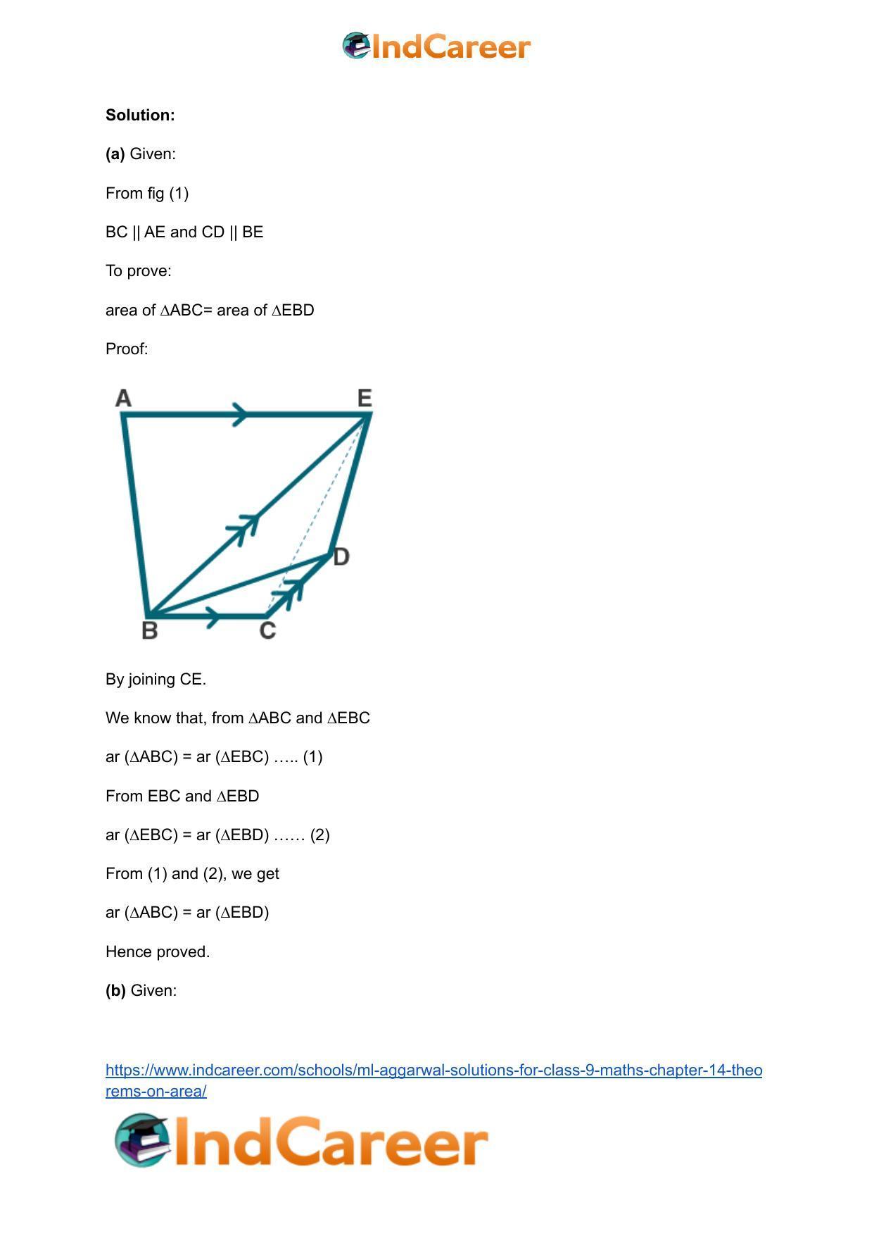 ML Aggarwal Solutions for Class 9 Maths Chapter 14- Theorems on Area - Page 42