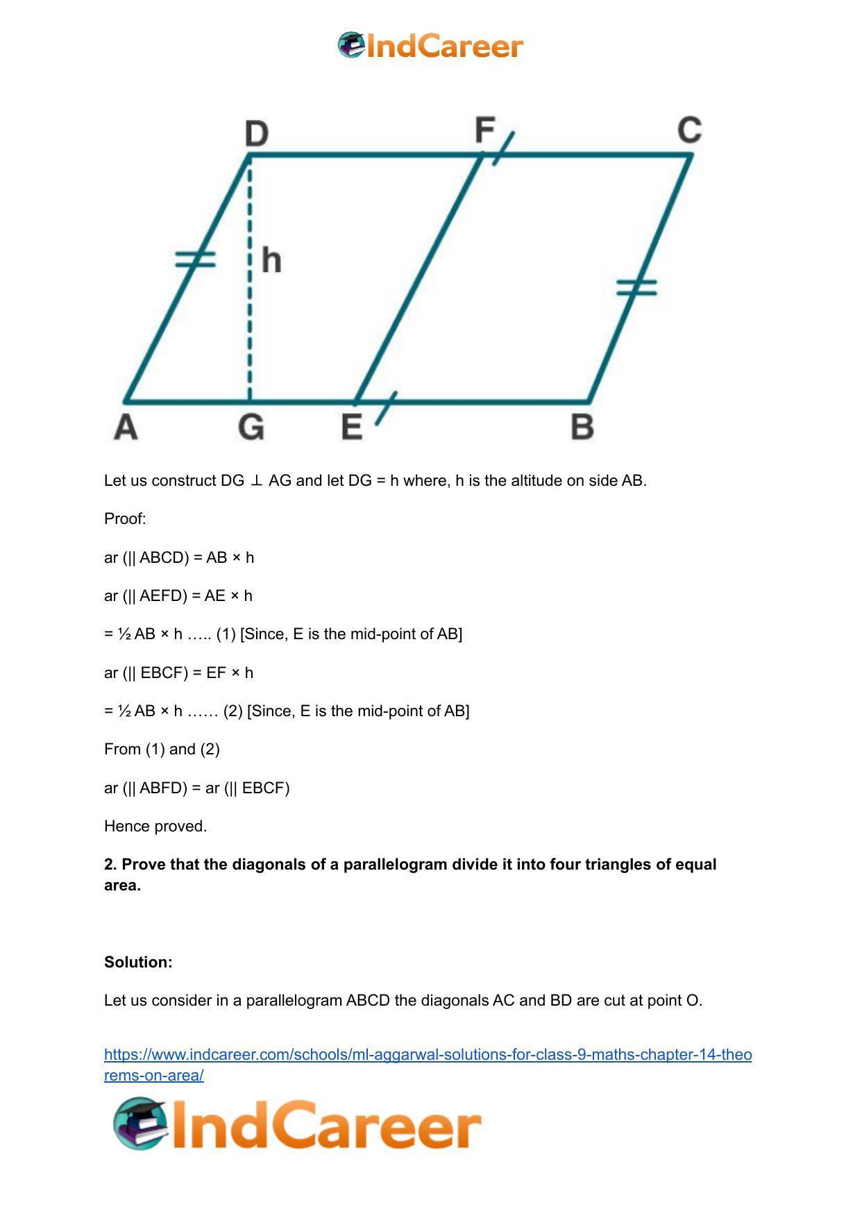 ML Aggarwal Solutions for Class 9 Maths Chapter 14- Theorems on Area - Page 45
