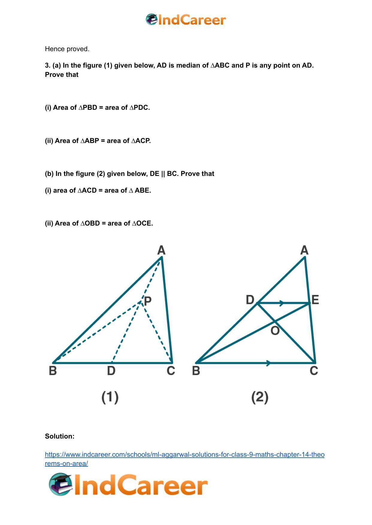 ML Aggarwal Solutions for Class 9 Maths Chapter 14- Theorems on Area - Page 47