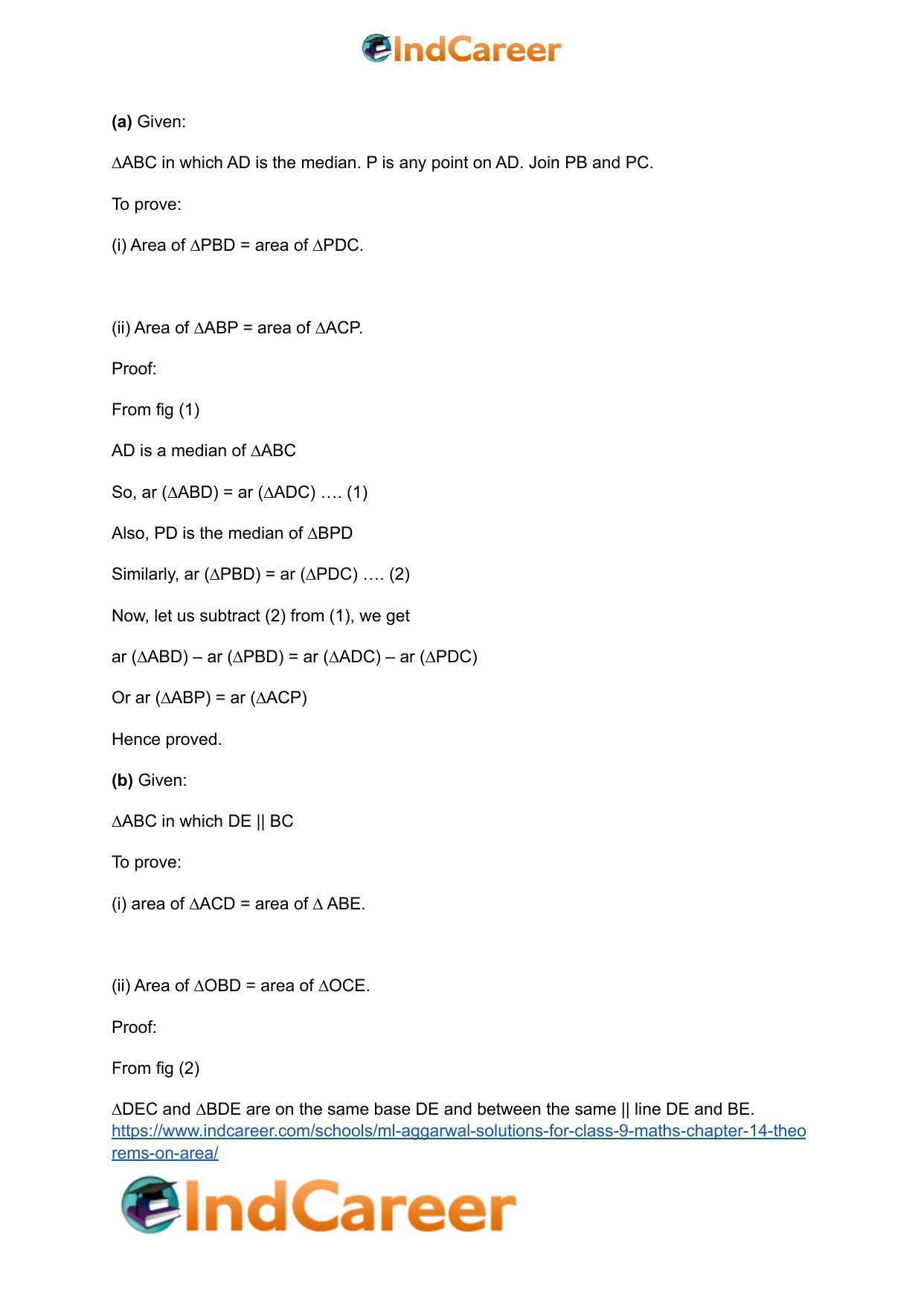 ML Aggarwal Solutions for Class 9 Maths Chapter 14- Theorems on Area - Page 48