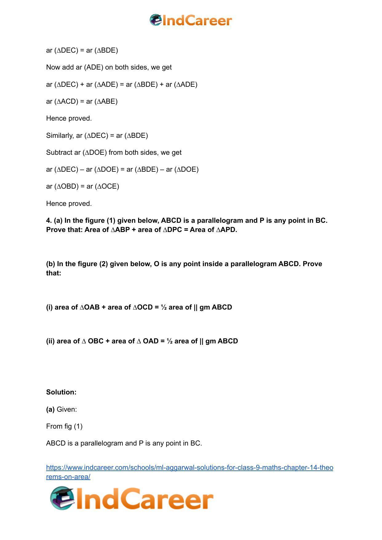 ML Aggarwal Solutions for Class 9 Maths Chapter 14- Theorems on Area - Page 49