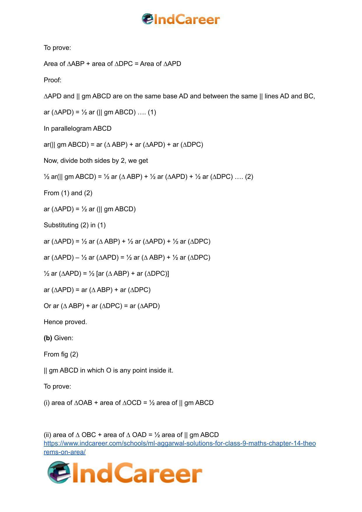 ML Aggarwal Solutions for Class 9 Maths Chapter 14- Theorems on Area - Page 50