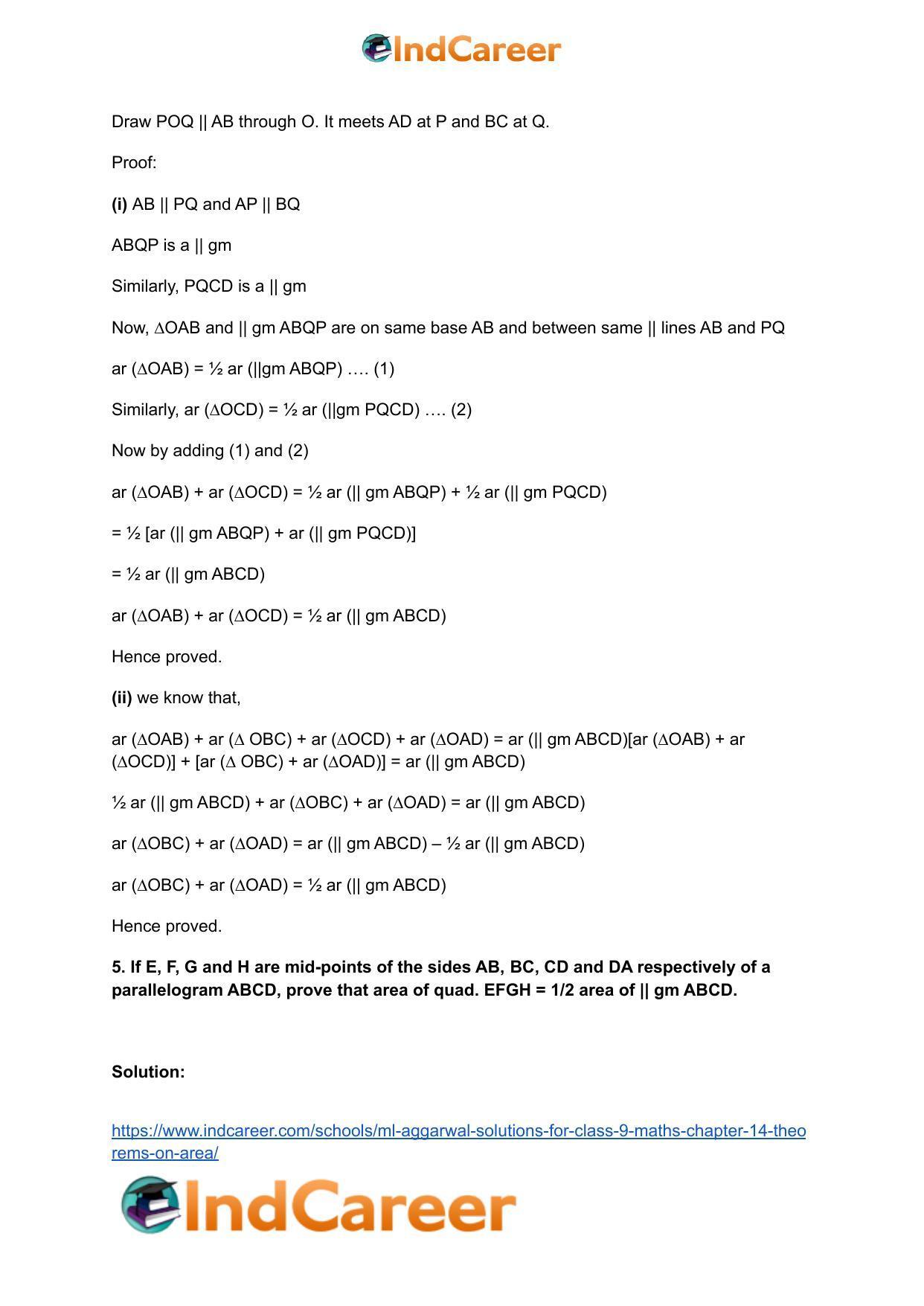 ML Aggarwal Solutions for Class 9 Maths Chapter 14- Theorems on Area - Page 51