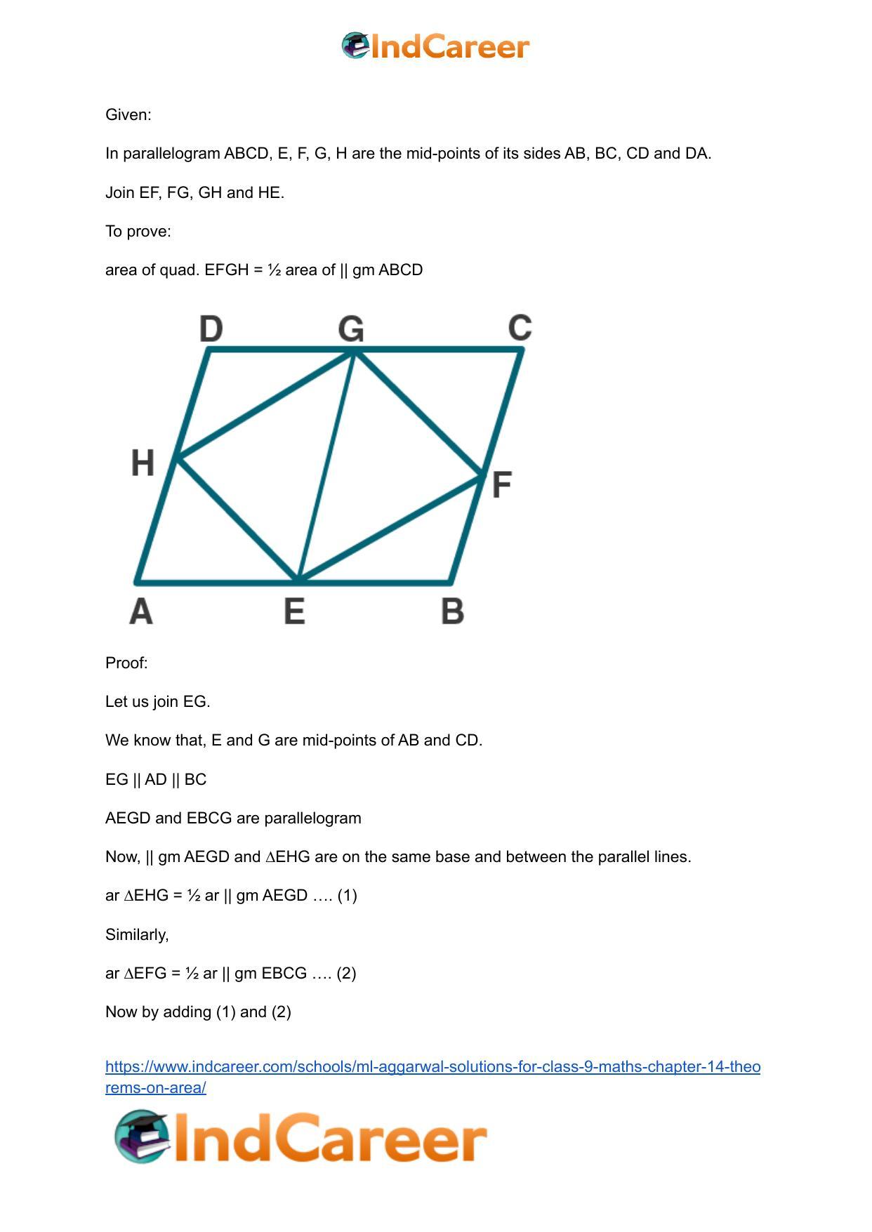 ML Aggarwal Solutions for Class 9 Maths Chapter 14- Theorems on Area - Page 52