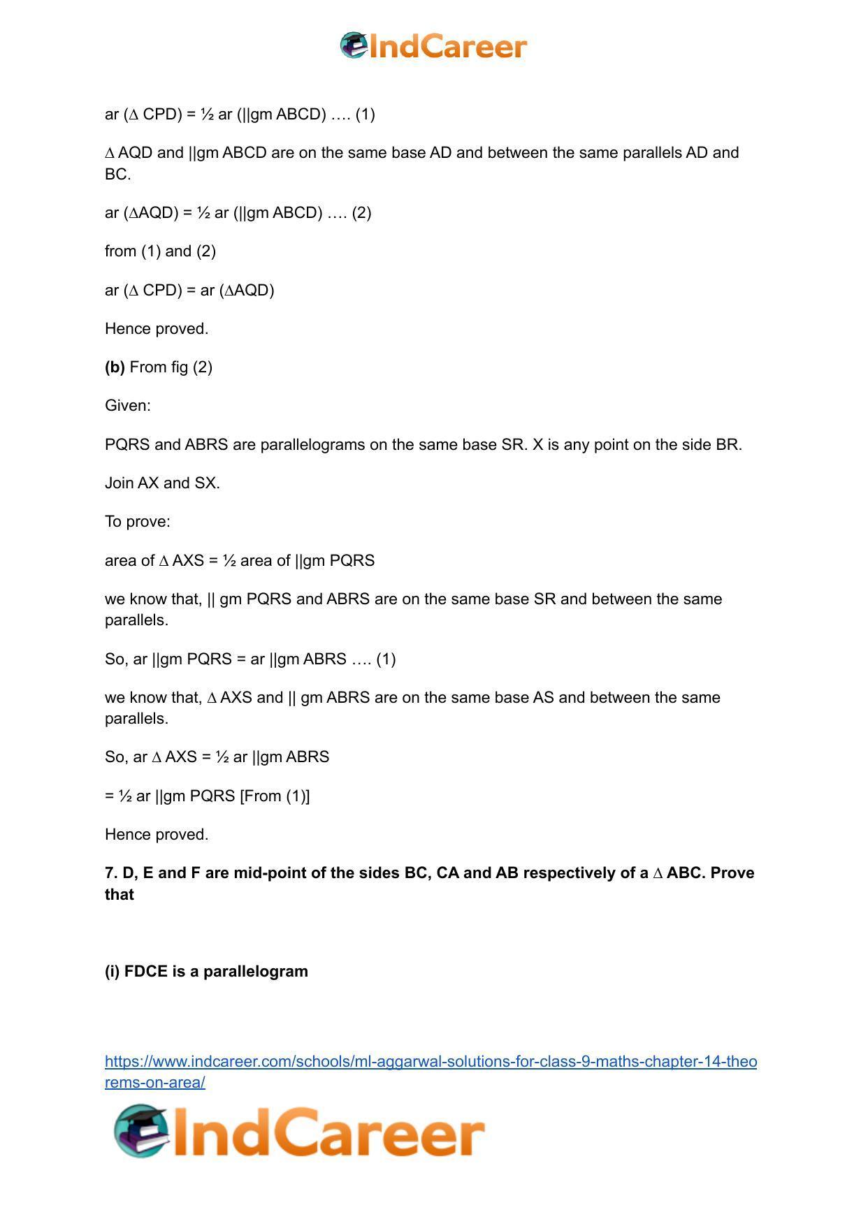 ML Aggarwal Solutions for Class 9 Maths Chapter 14- Theorems on Area - Page 54