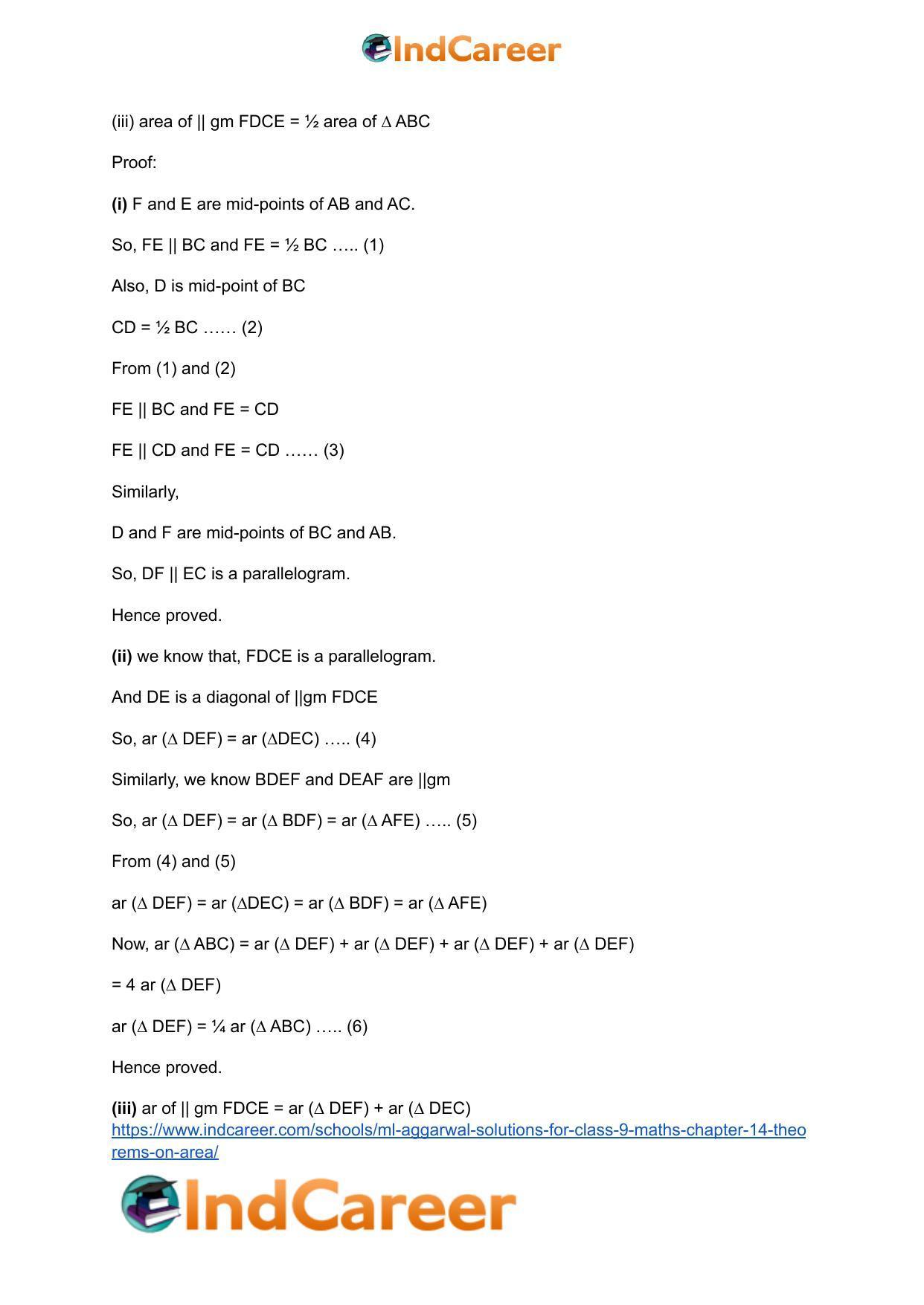 ML Aggarwal Solutions for Class 9 Maths Chapter 14- Theorems on Area - Page 56
