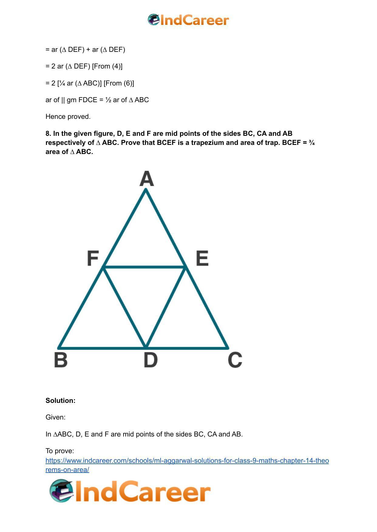 ML Aggarwal Solutions for Class 9 Maths Chapter 14- Theorems on Area - Page 57