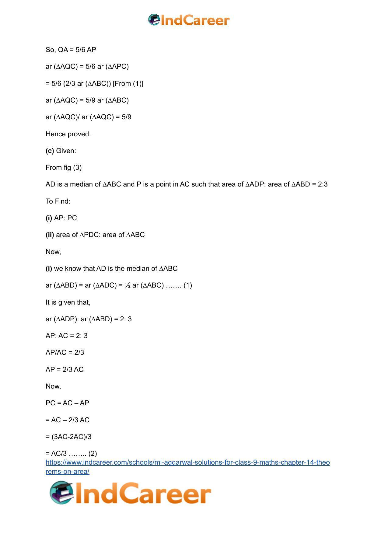 ML Aggarwal Solutions for Class 9 Maths Chapter 14- Theorems on Area - Page 61