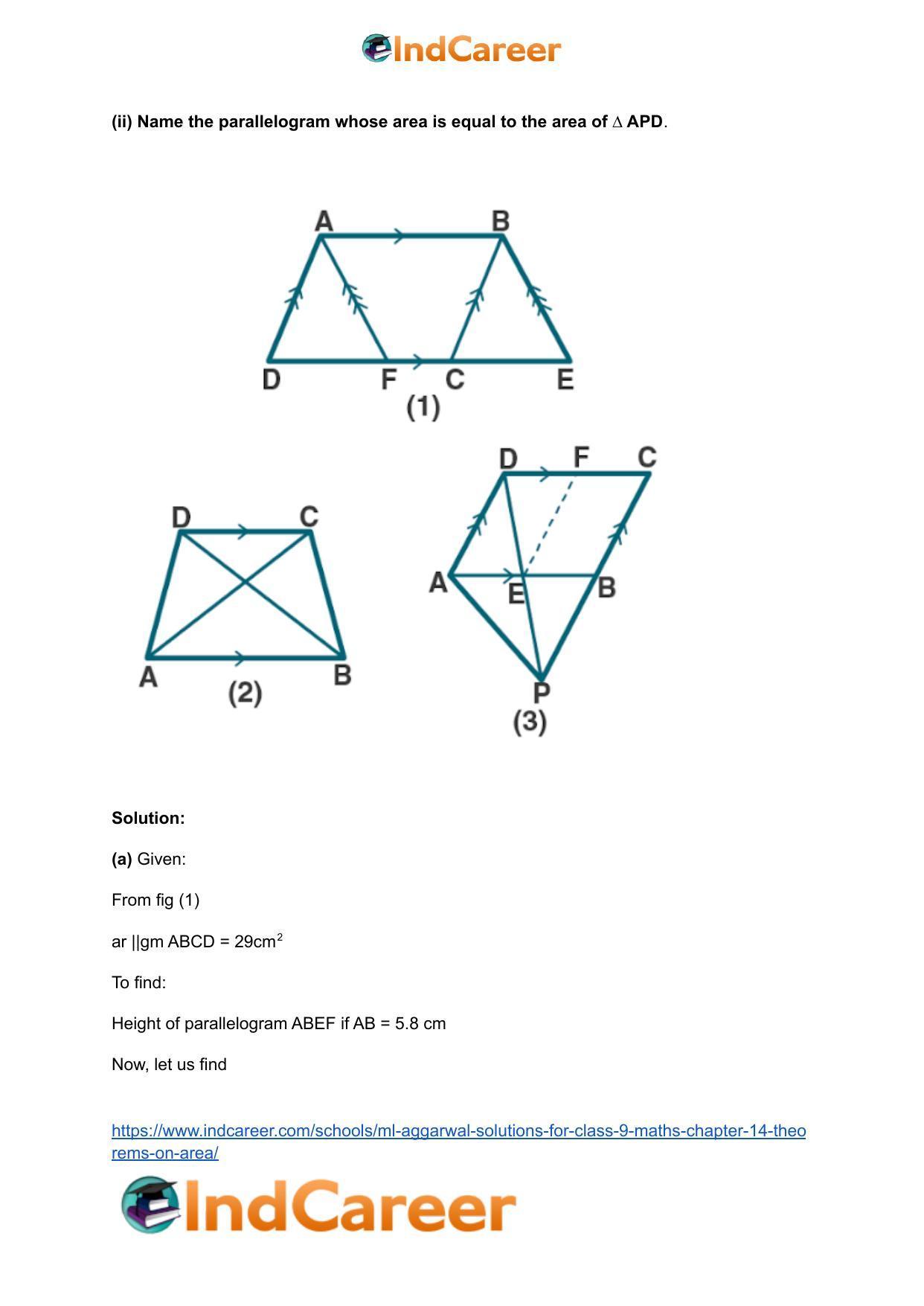 ML Aggarwal Solutions for Class 9 Maths Chapter 14- Theorems on Area - Page 63