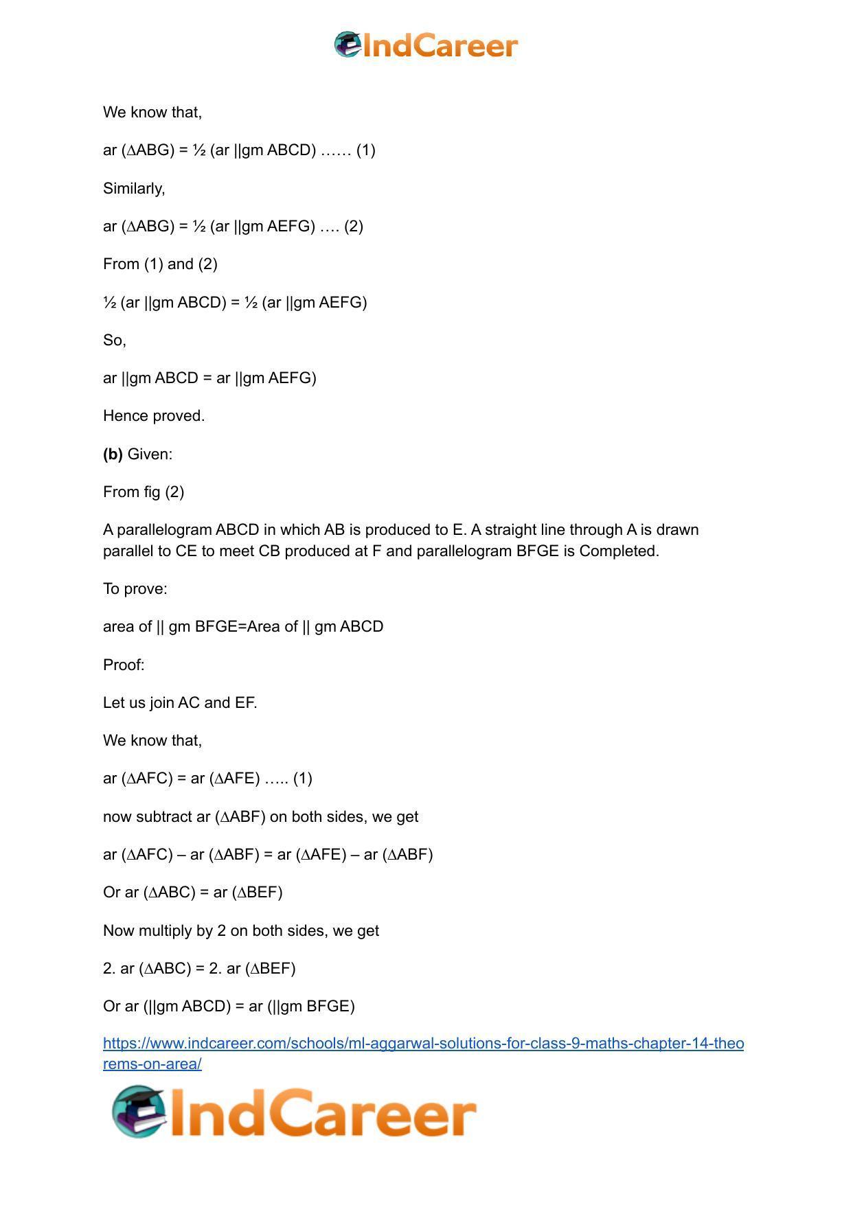 ML Aggarwal Solutions for Class 9 Maths Chapter 14- Theorems on Area - Page 72
