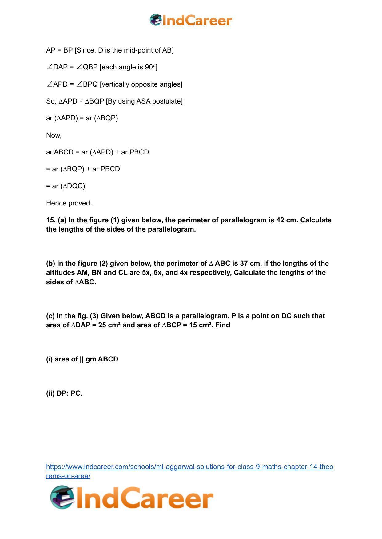 ML Aggarwal Solutions for Class 9 Maths Chapter 14- Theorems on Area - Page 76