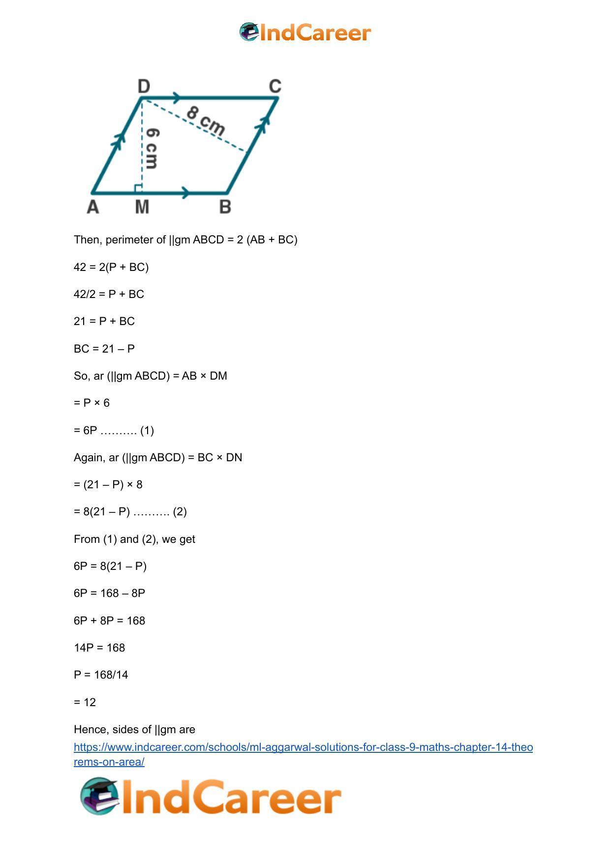 ML Aggarwal Solutions for Class 9 Maths Chapter 14- Theorems on Area - Page 78