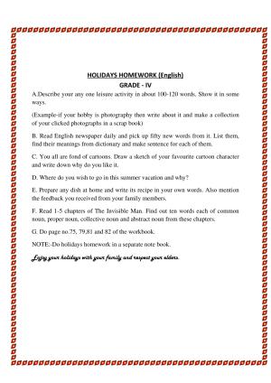 Worksheet for Class 4 English Assignment 110