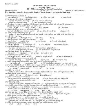 Hemchand North Gujarat University Sample Paper July-Sept 2021:  M.Com Sem – III EC - 3.41 : Accounting for Service Organisation Paper Code : 3796 (Old Course)