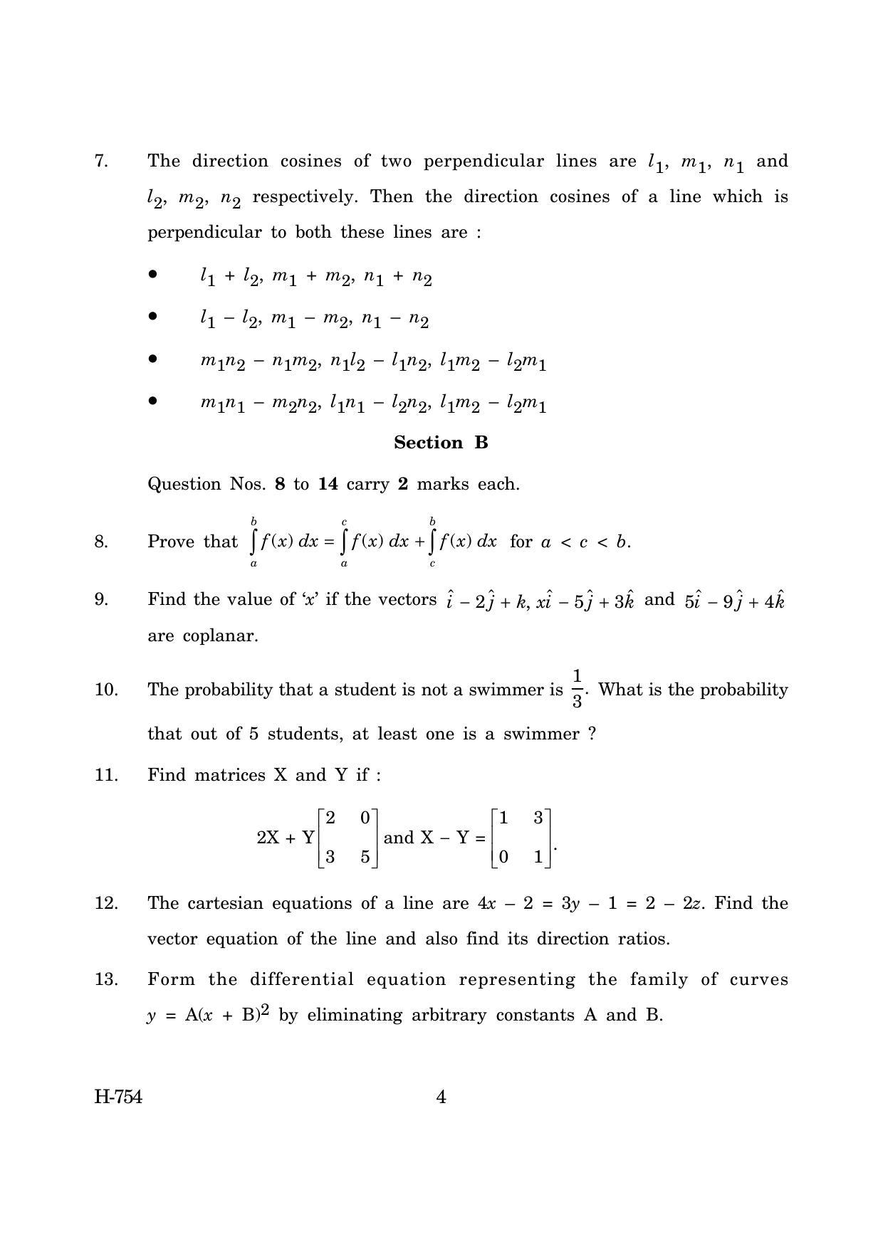 Goa Board Class 12 Mathematics (March 2019) Question Paper - Page 4