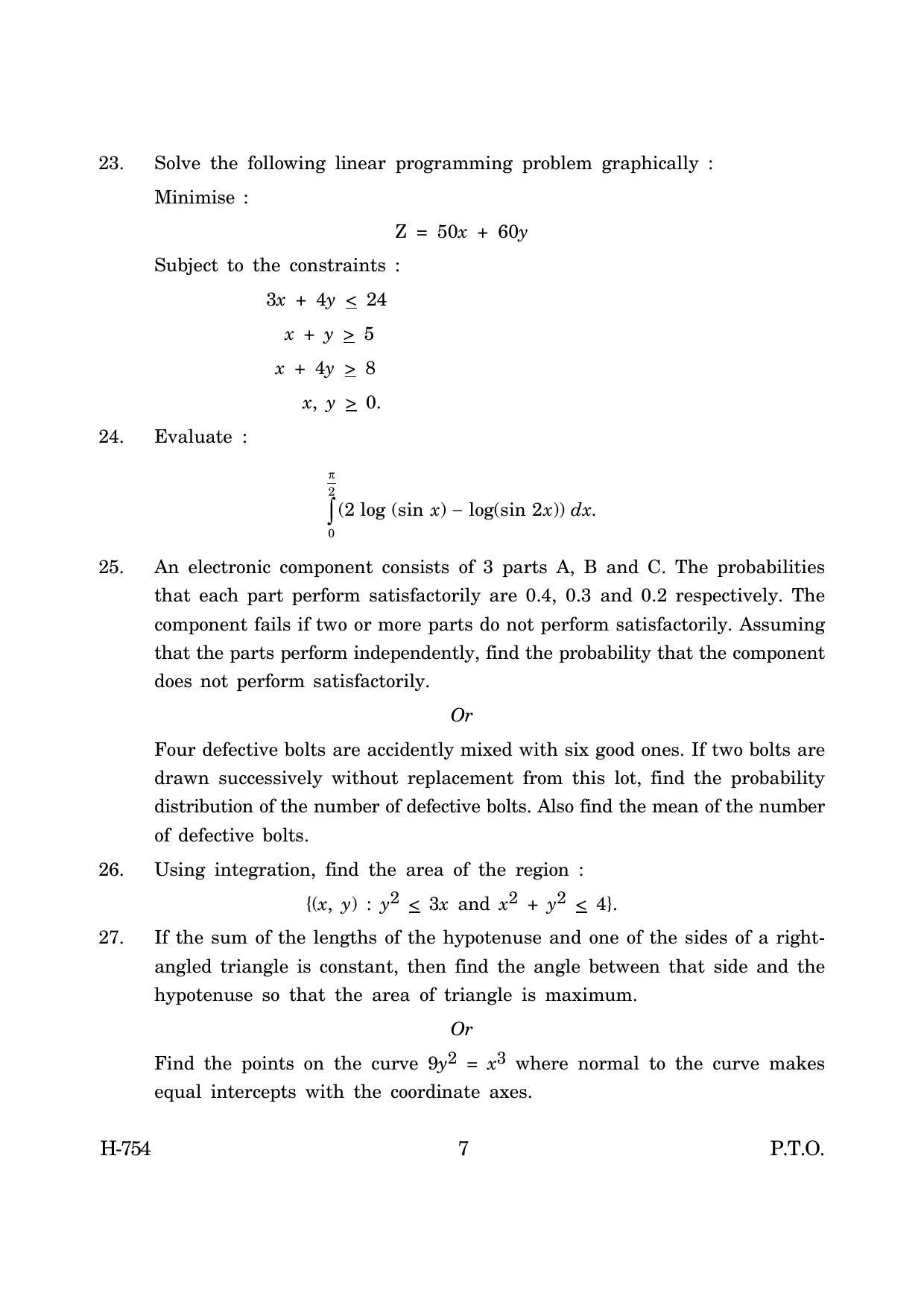 Goa Board Class 12 Mathematics (March 2019) Question Paper - Page 7