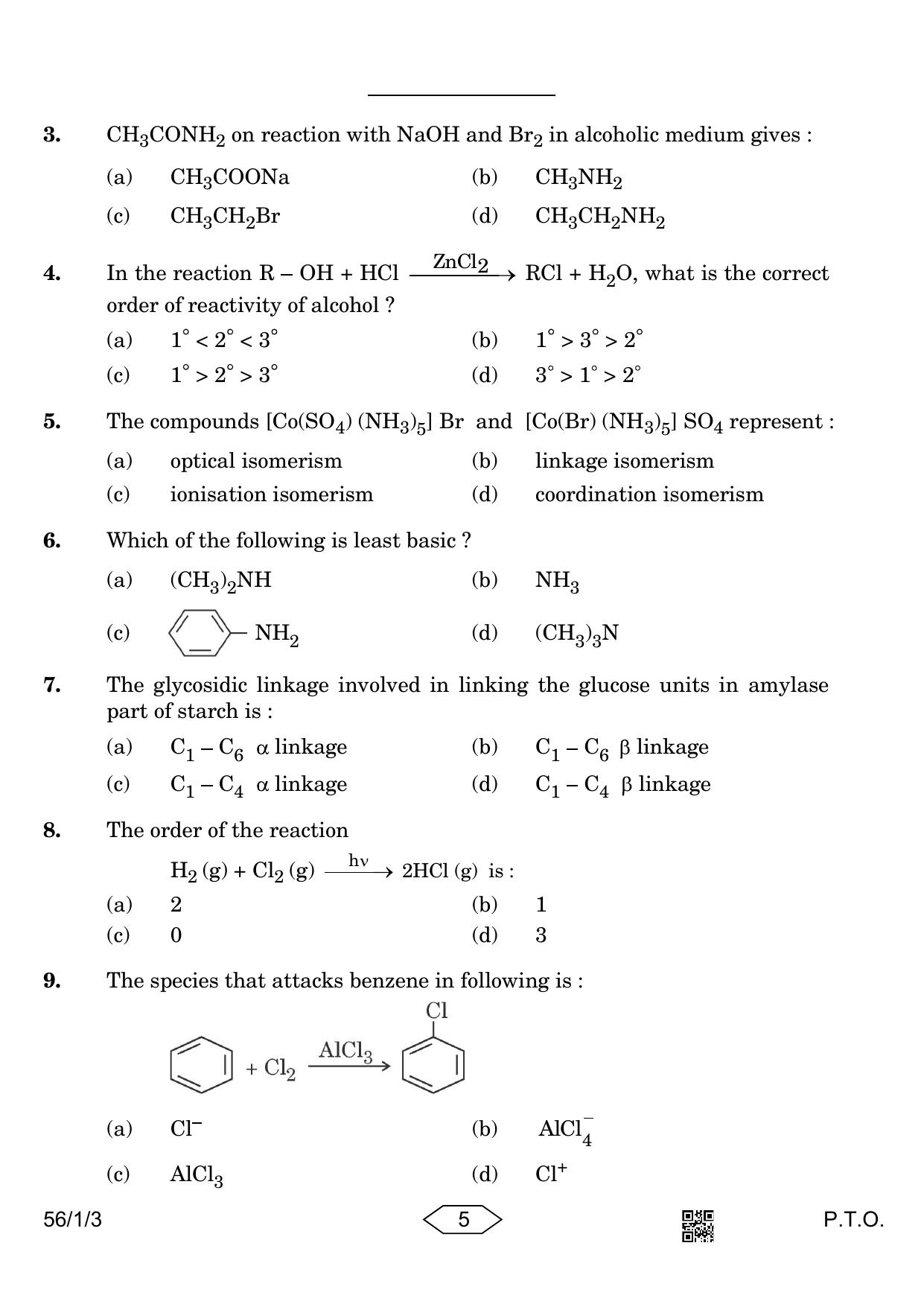 CBSE Class 12 56-1-3 Chemistry 2023 Question Paper - Page 5
