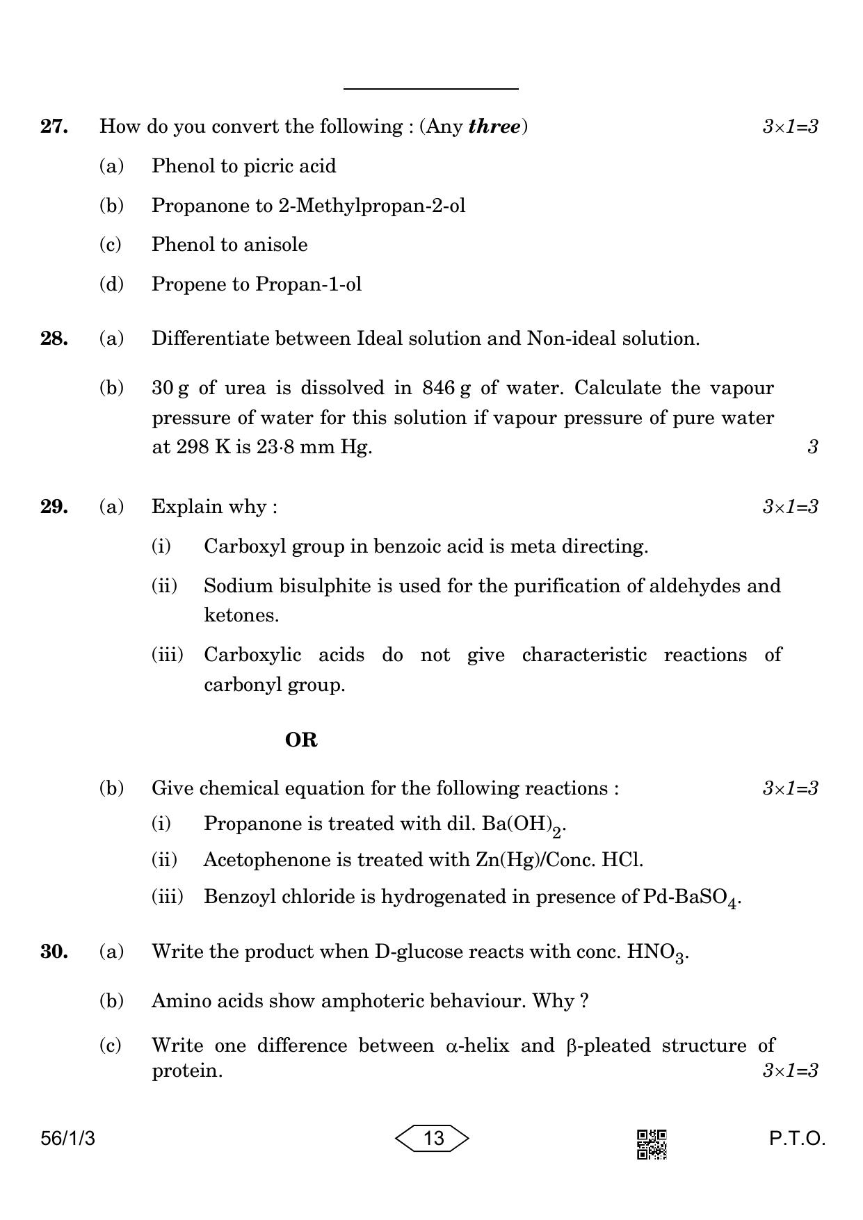 CBSE Class 12 56-1-3 Chemistry 2023 Question Paper - Page 13