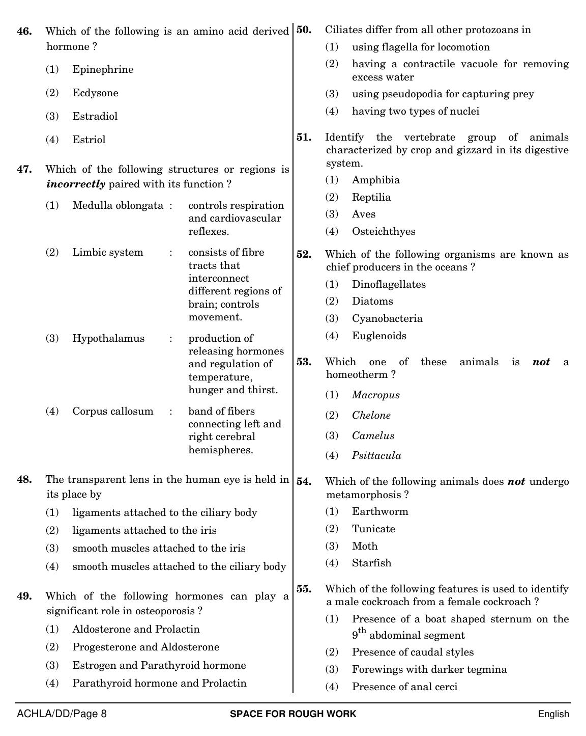 NEET English DD 2019 Question Paper - Page 8