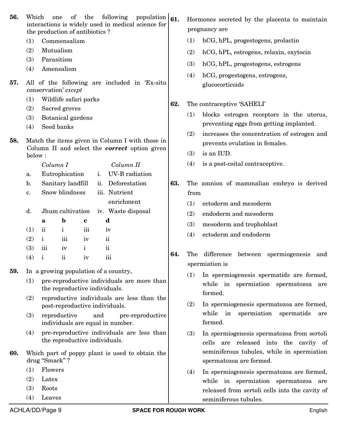 NEET English DD 2019 Question Paper - Page 9