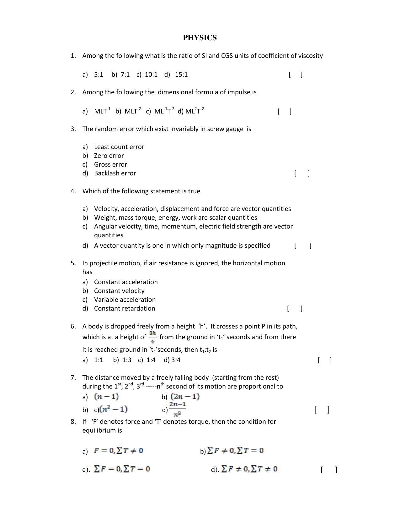 OJEE 2015 PC Question Paper IndCareer Docs