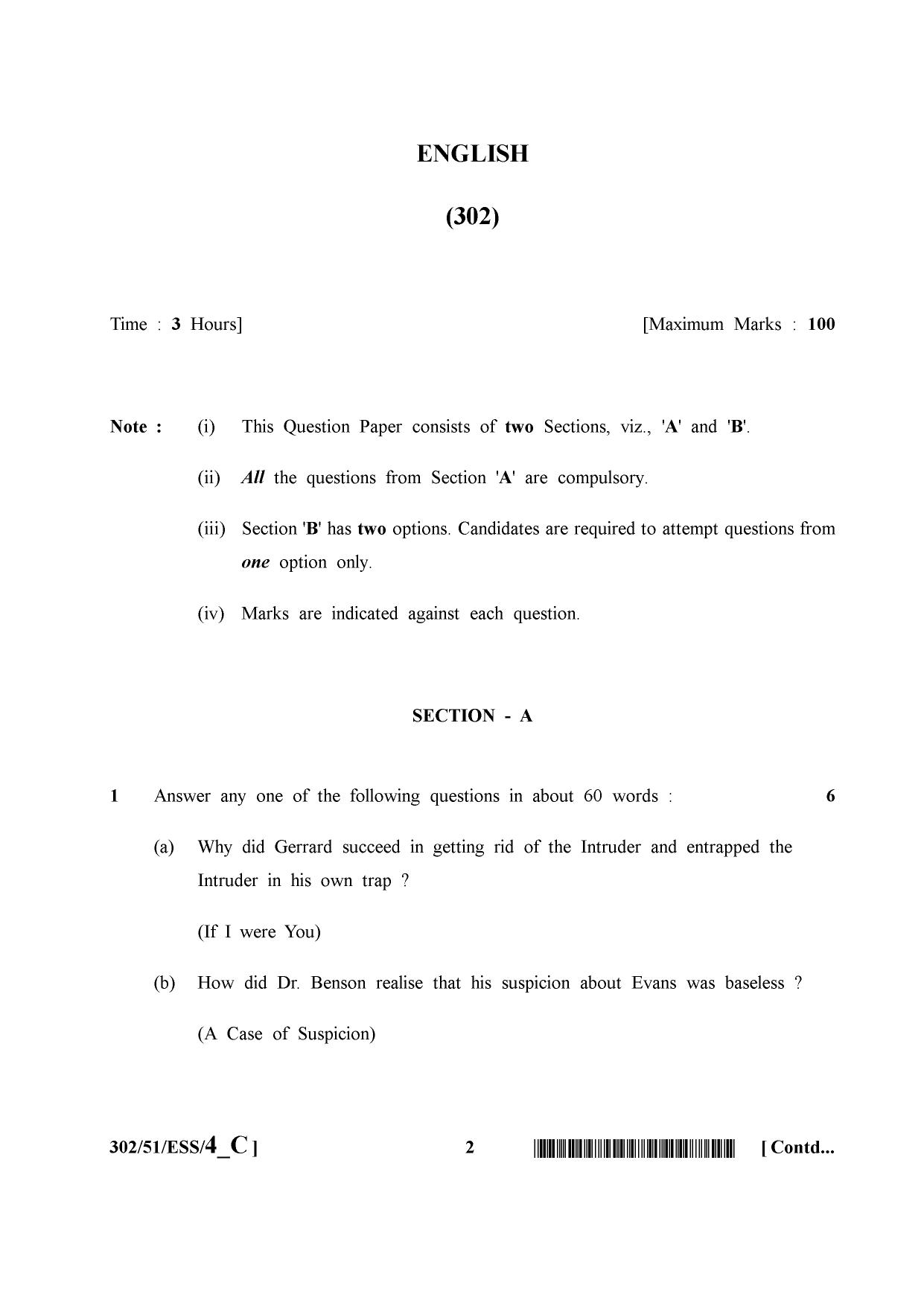 NIOS October 2015 Class 12 English Question Paper - Page 2