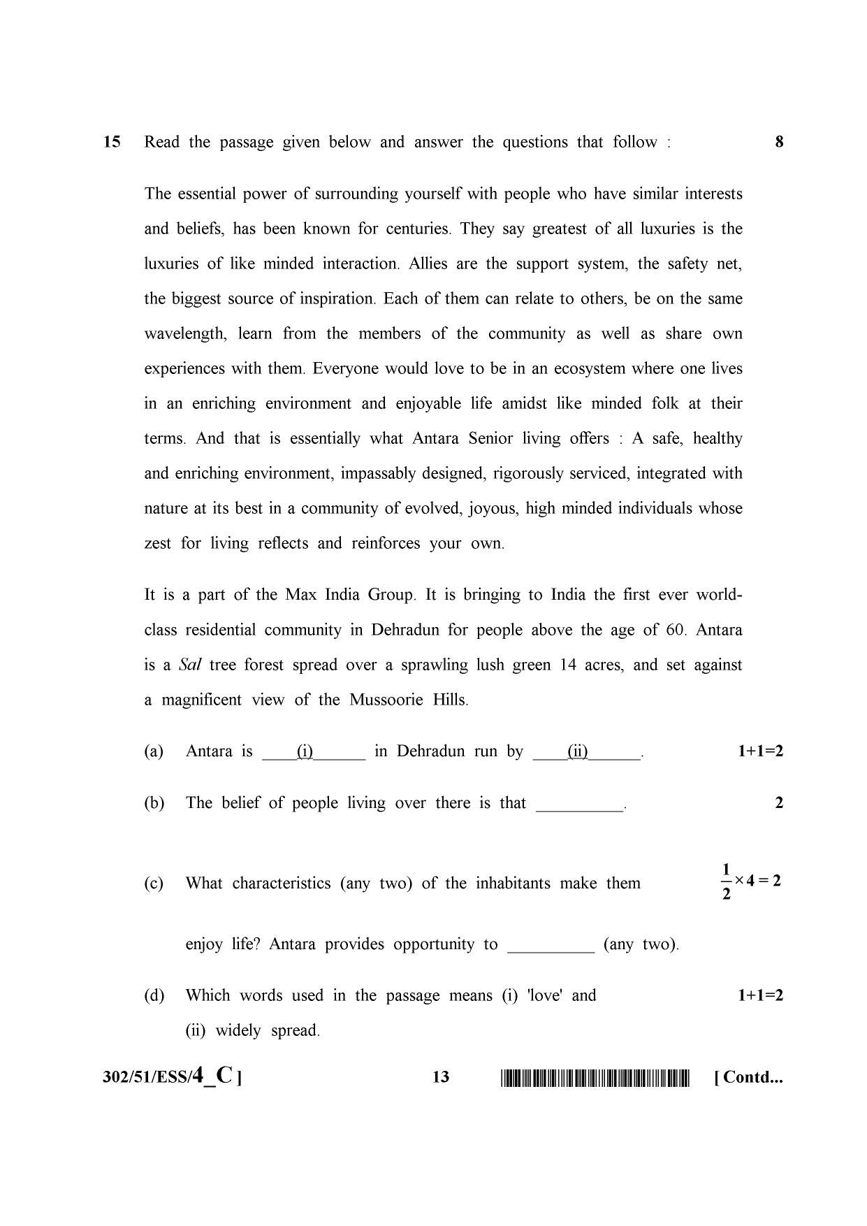 NIOS October 2015 Class 12 English Question Paper - Page 13