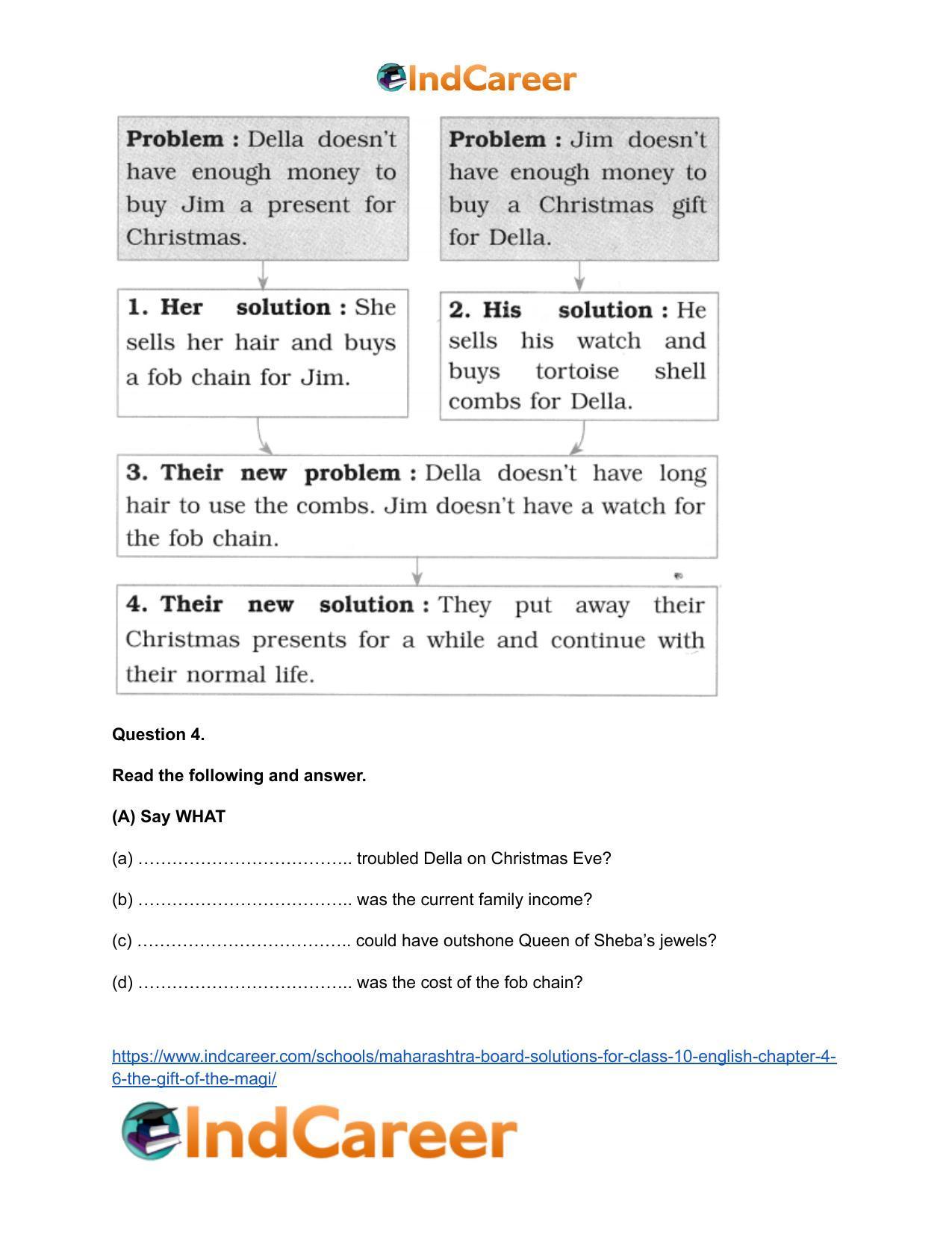 Maharashtra Board Solutions for Class 10- English: Chapter 4.6- The Gift of the Magi - Page 9