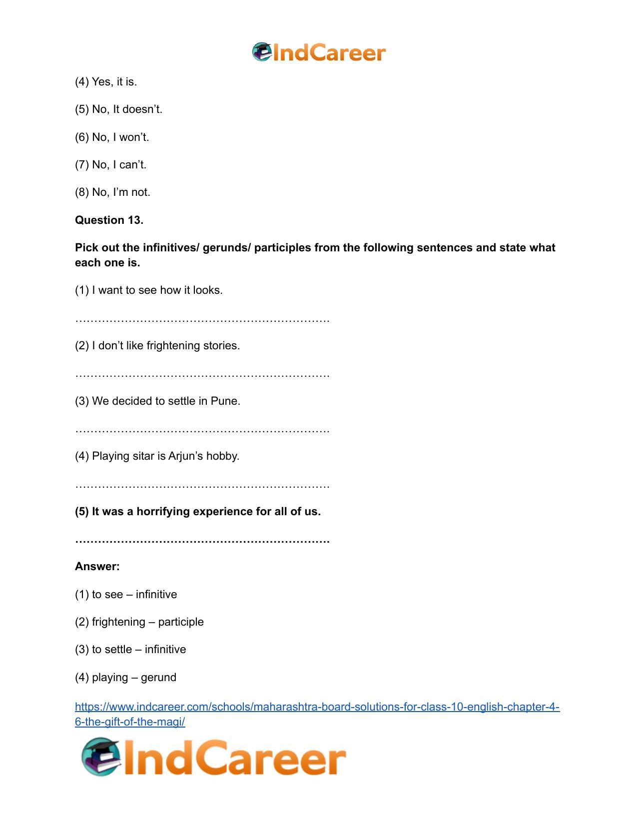 Maharashtra Board Solutions for Class 10- English: Chapter 4.6- The Gift of the Magi - Page 21