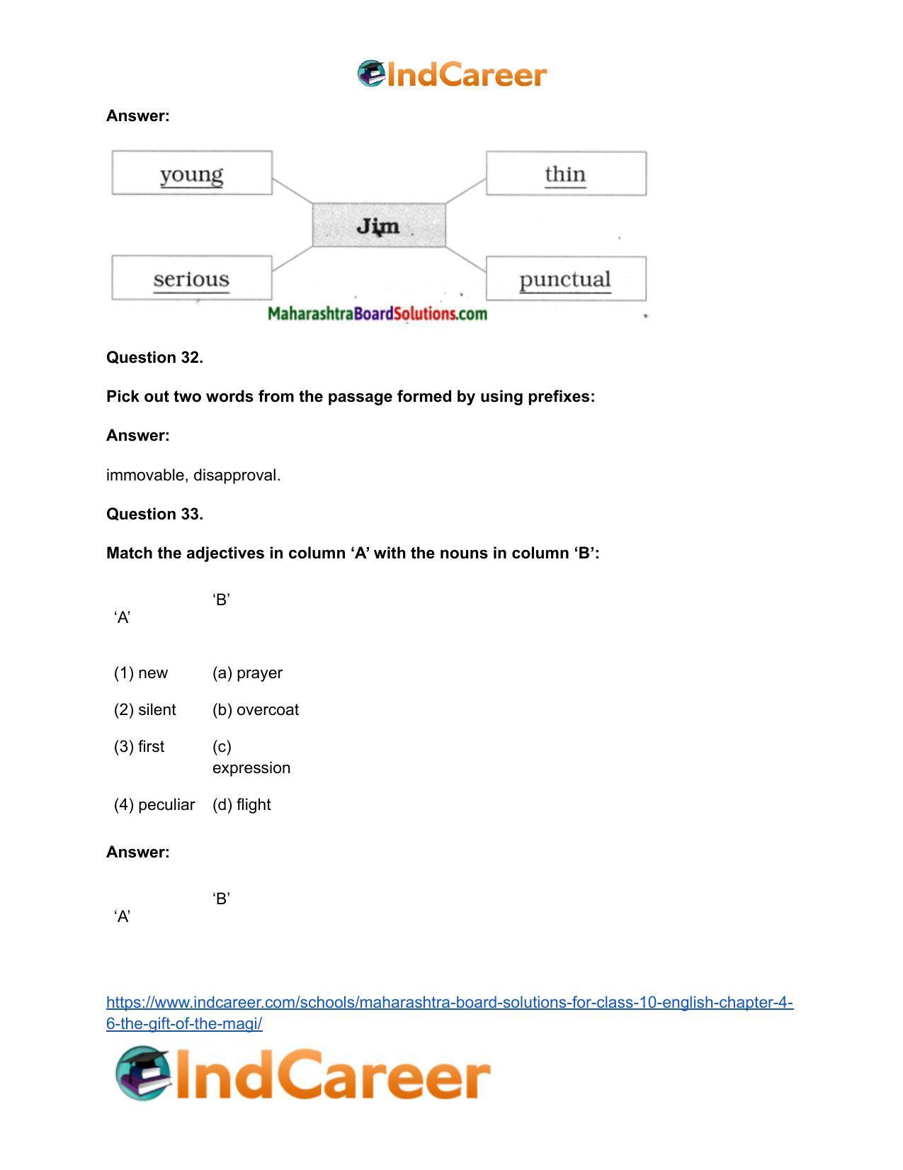 Maharashtra Board Solutions for Class 10- English: Chapter 4.6- The Gift of the Magi - Page 28