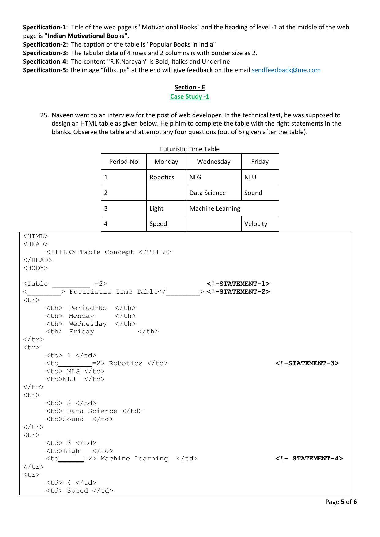 CBSE Class 10 Computer Application Sample Papers 2023 - Page 5