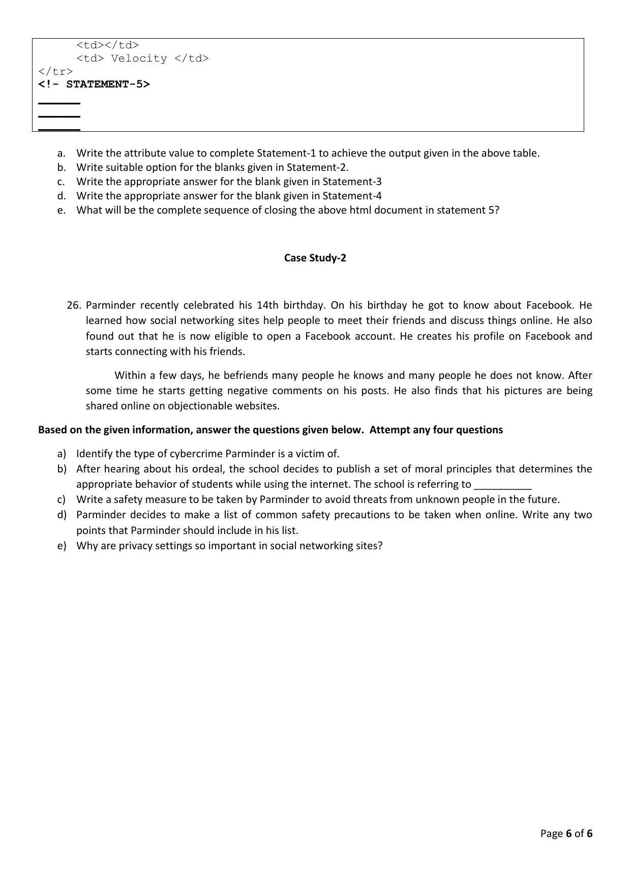 CBSE Class 10 Computer Application Sample Papers 2023 - Page 6