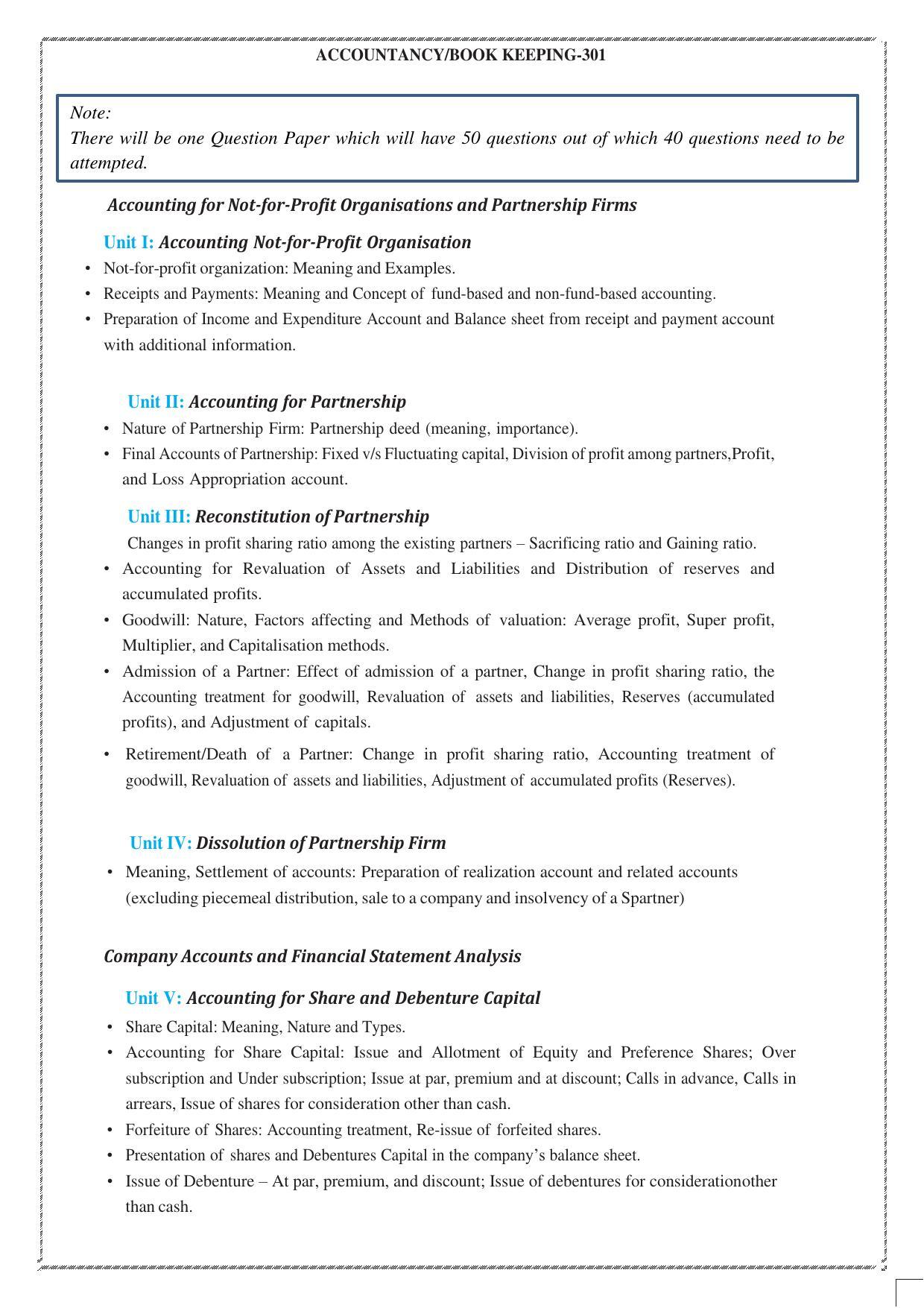 CUET Syllabus for Accountancy (English) - Page 2