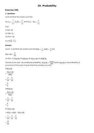 Chapter 29: Probability Solutions: RS Aggarwal Class 12 Solutions