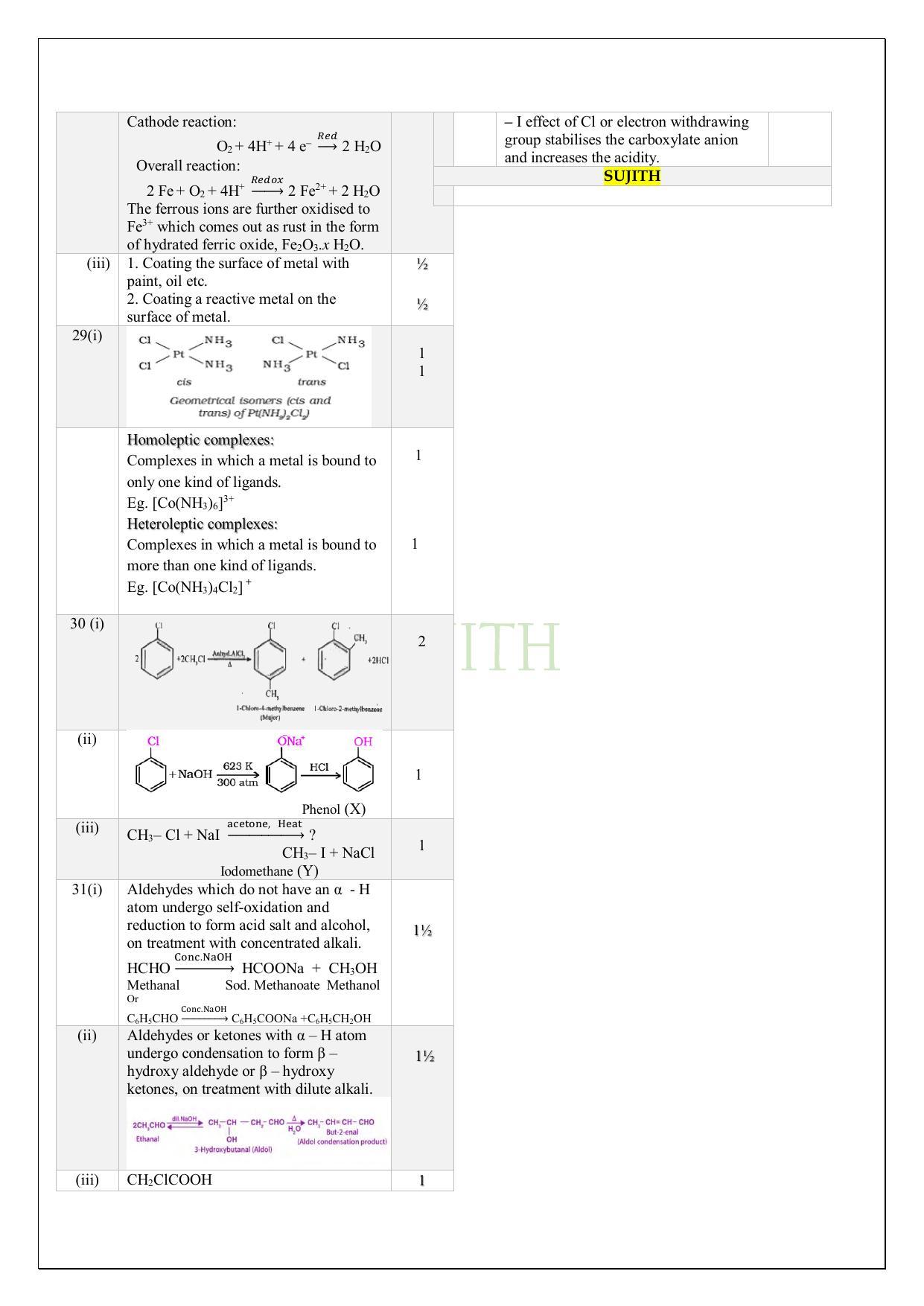 Kerala Plus Two 2023 Chemistry Model Answer Key - Page 3
