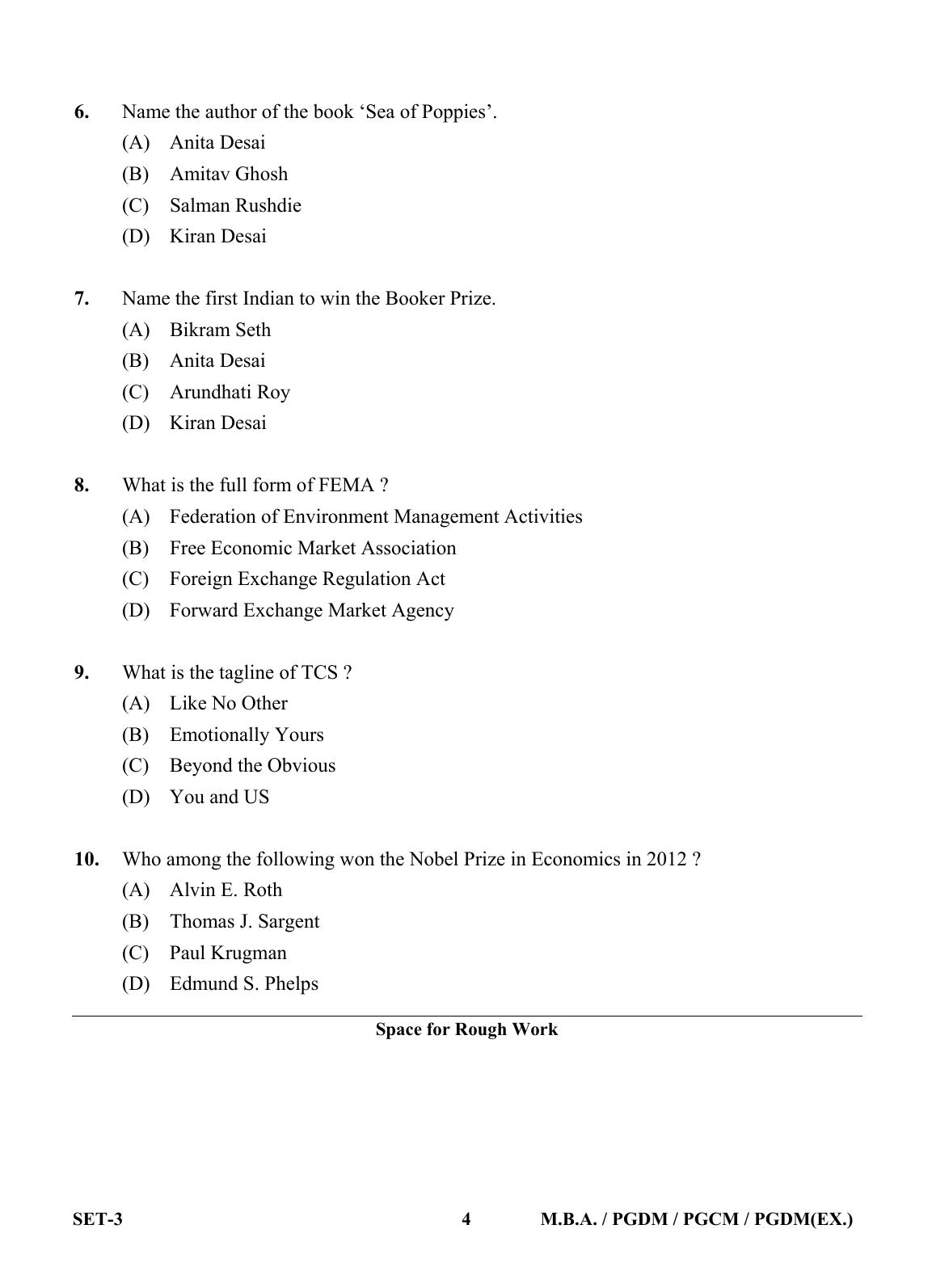 OJEE 2013 MBA Set 3 Question Paper - Page 3