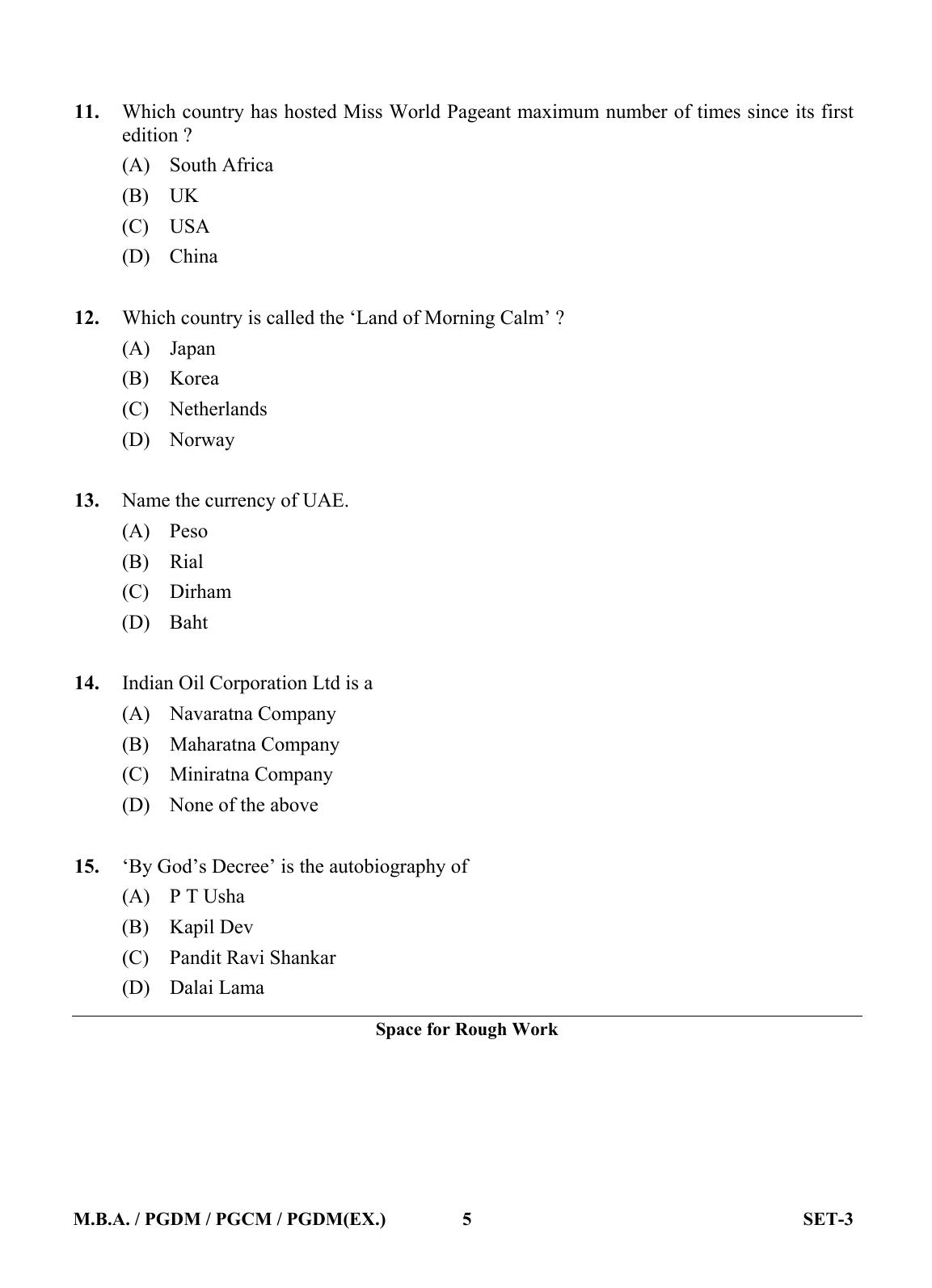 OJEE 2013 MBA Set 3 Question Paper - Page 4