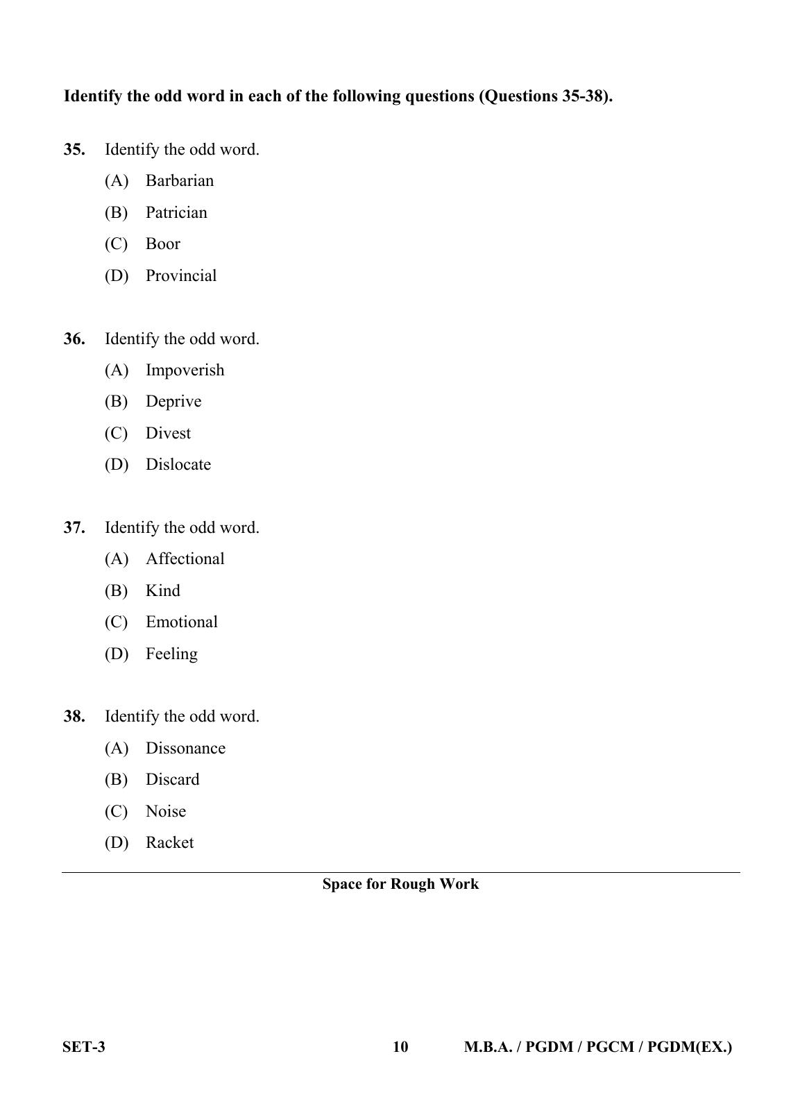 OJEE 2013 MBA Set 3 Question Paper - Page 9
