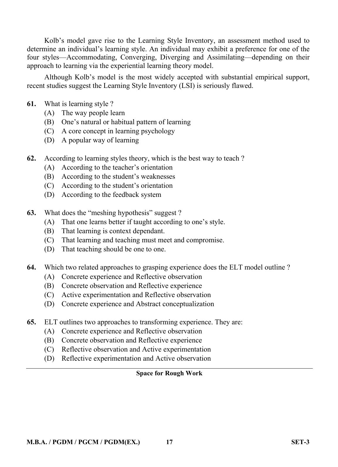 OJEE 2013 MBA Set 3 Question Paper - Page 16