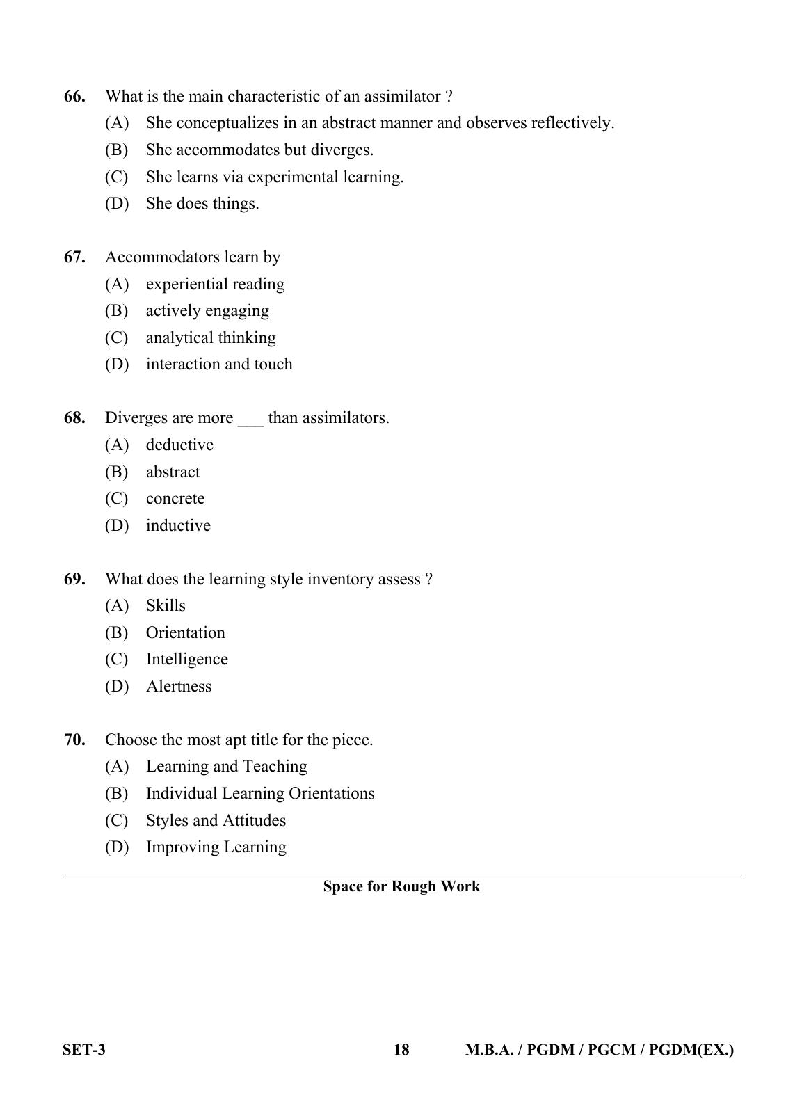 OJEE 2013 MBA Set 3 Question Paper - Page 17
