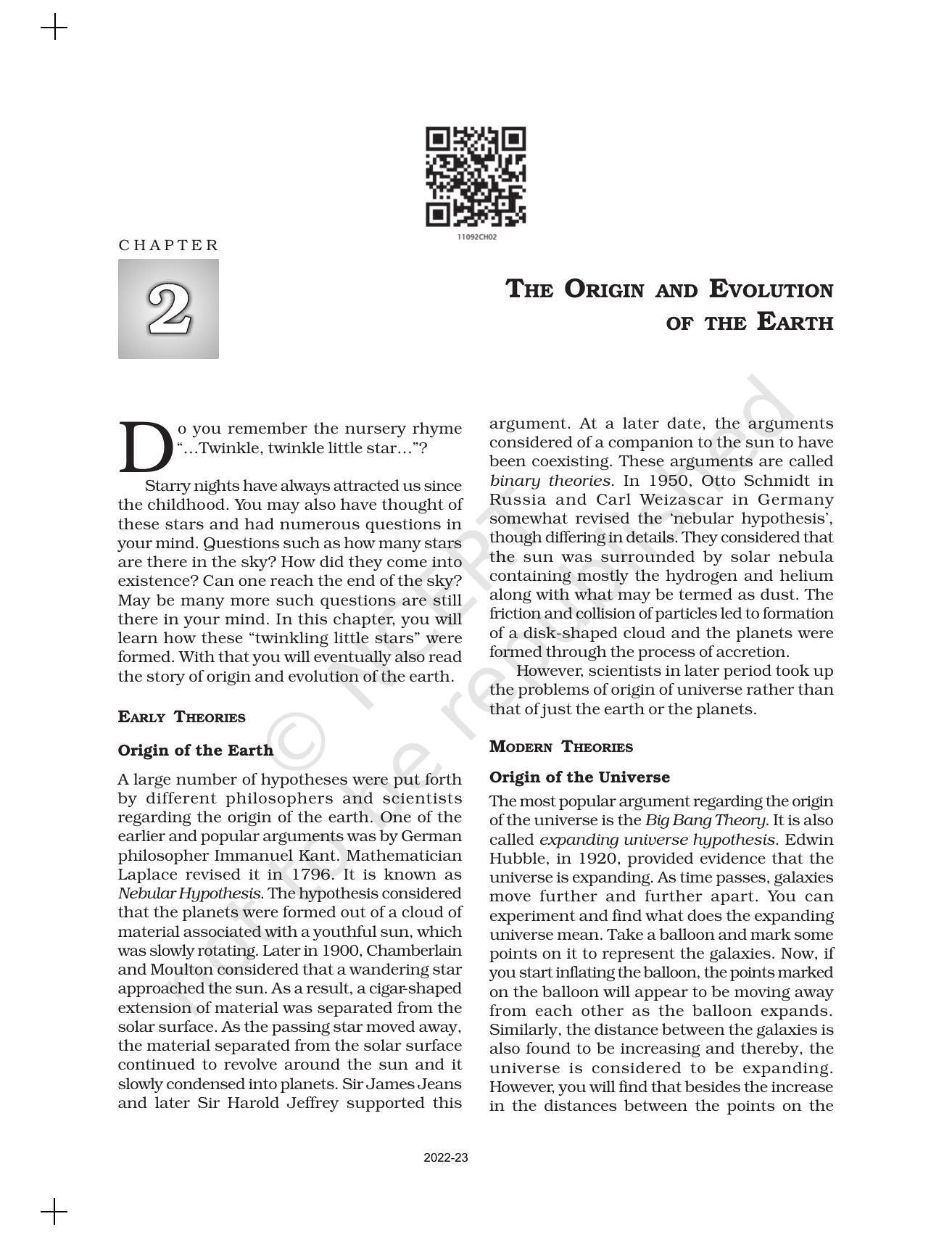 NCERT Book for Class 11 Geography (Part-I) Chapter 2 The Origin and Evolution of the Earth - Page 2