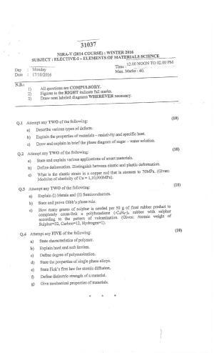 Bharati Vidyapeeth B.SC. 2014 COURSE (SEM – I) II Question Paper