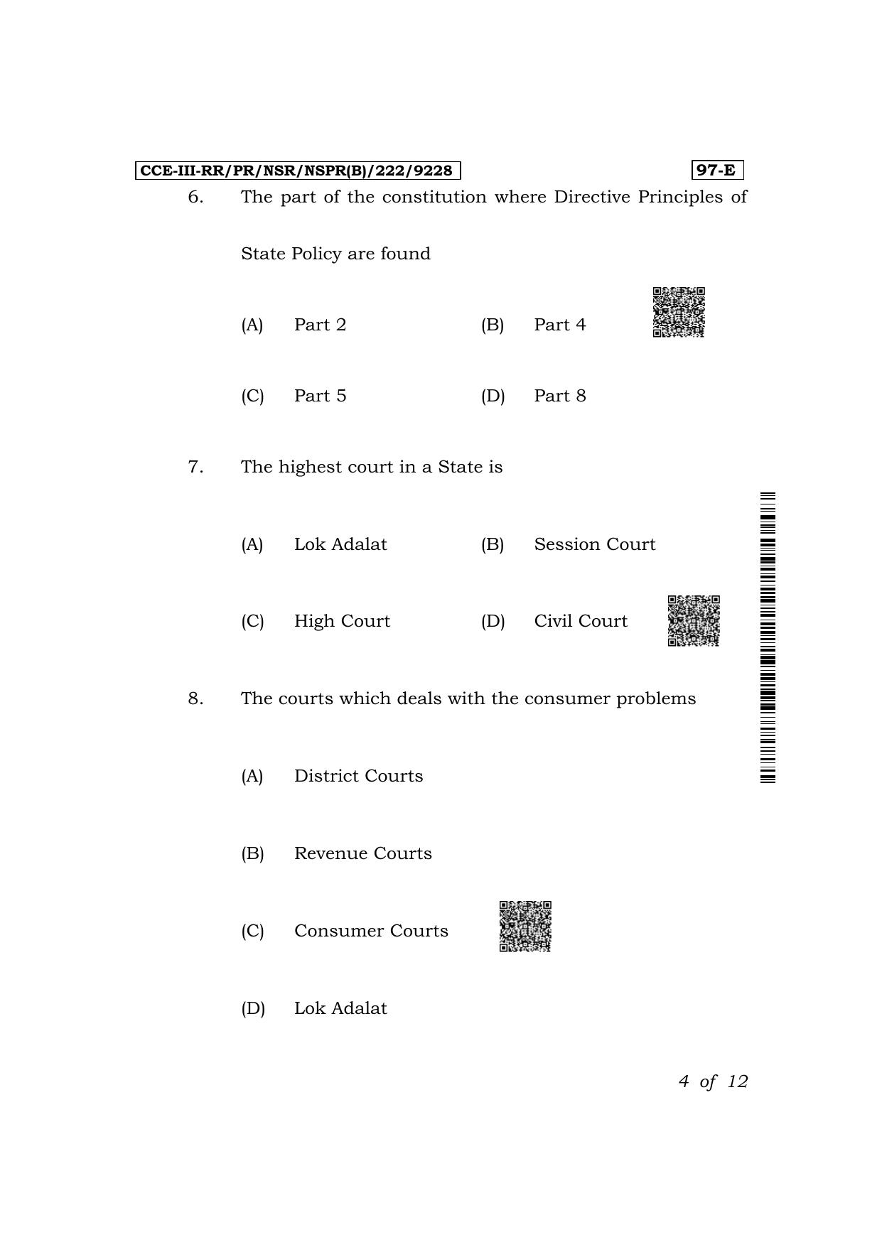 Karnataka SSLC Political Science (English Medium) Exam 3 Question Paper 2024 (B Version) - Page 4