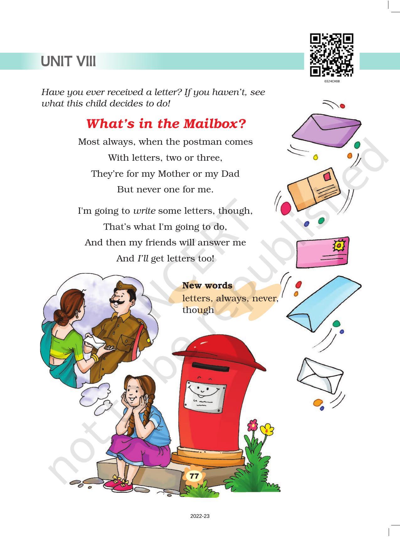 NCERT Book for Class 3 English: Unit VIII.1-What’s in the Mailbox? - Page 1