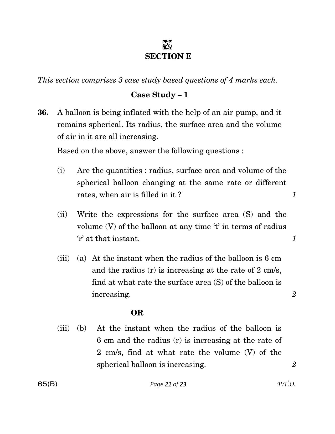CBSE Class 12 65(B) MATHEMATICS FOR VI Mathematics 2023 Question Paper - Page 21