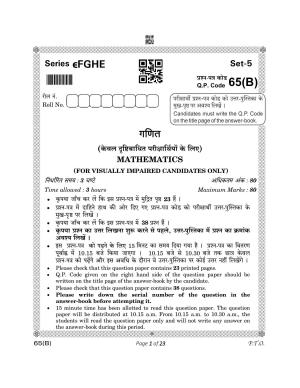 CBSE Class 12 65(B) MATHEMATICS FOR VI Mathematics 2023 Question Paper